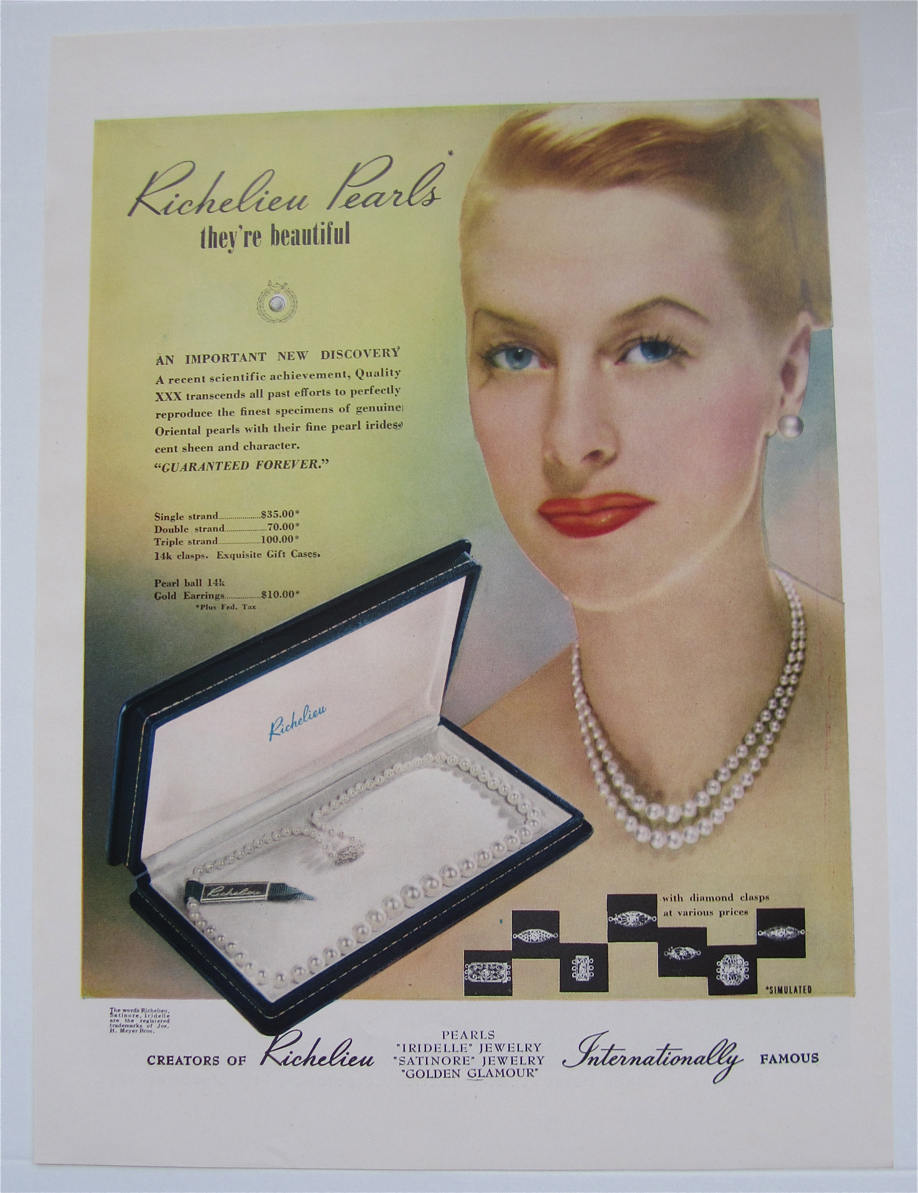 1946 Richelieu Pearls with Woman Wearing Pearls