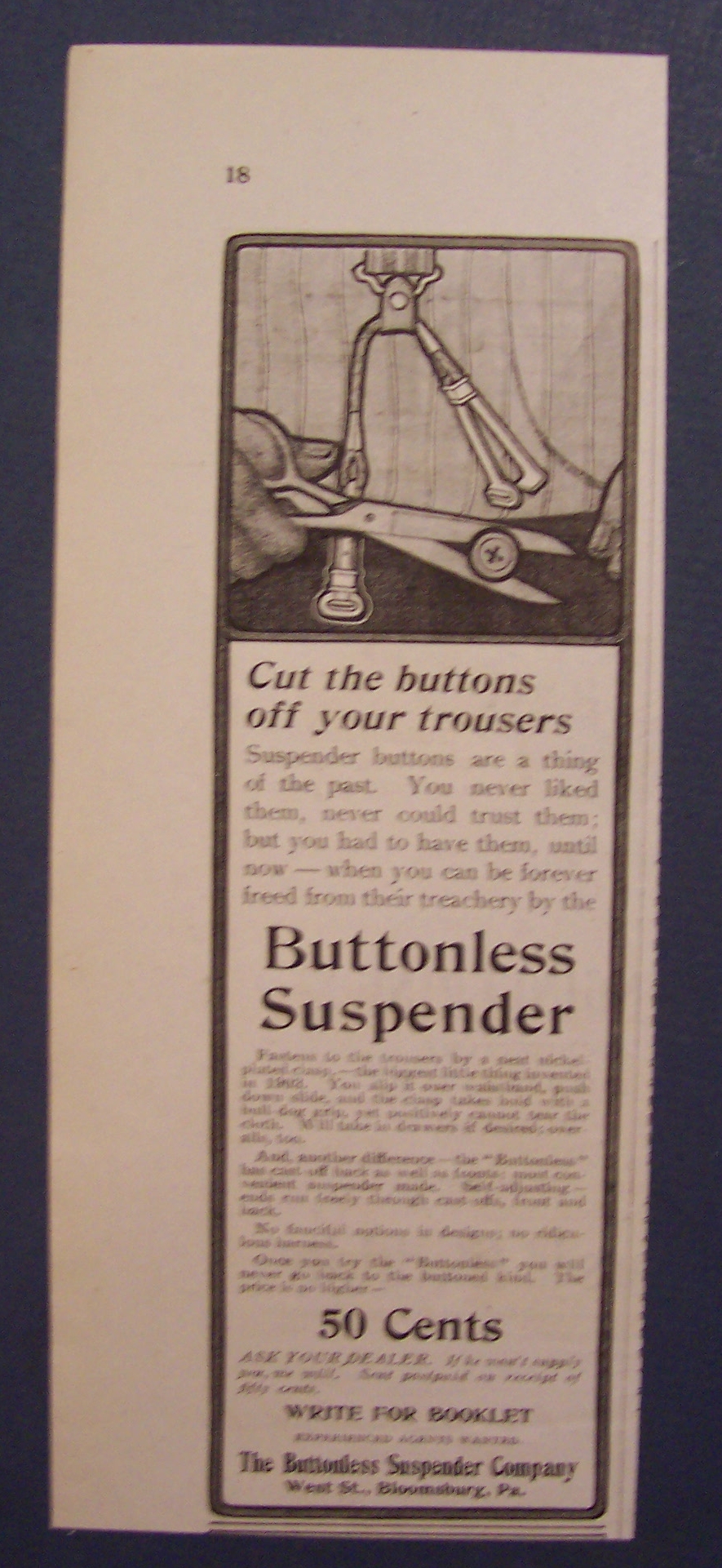 1904  Buttonless  Suspenders