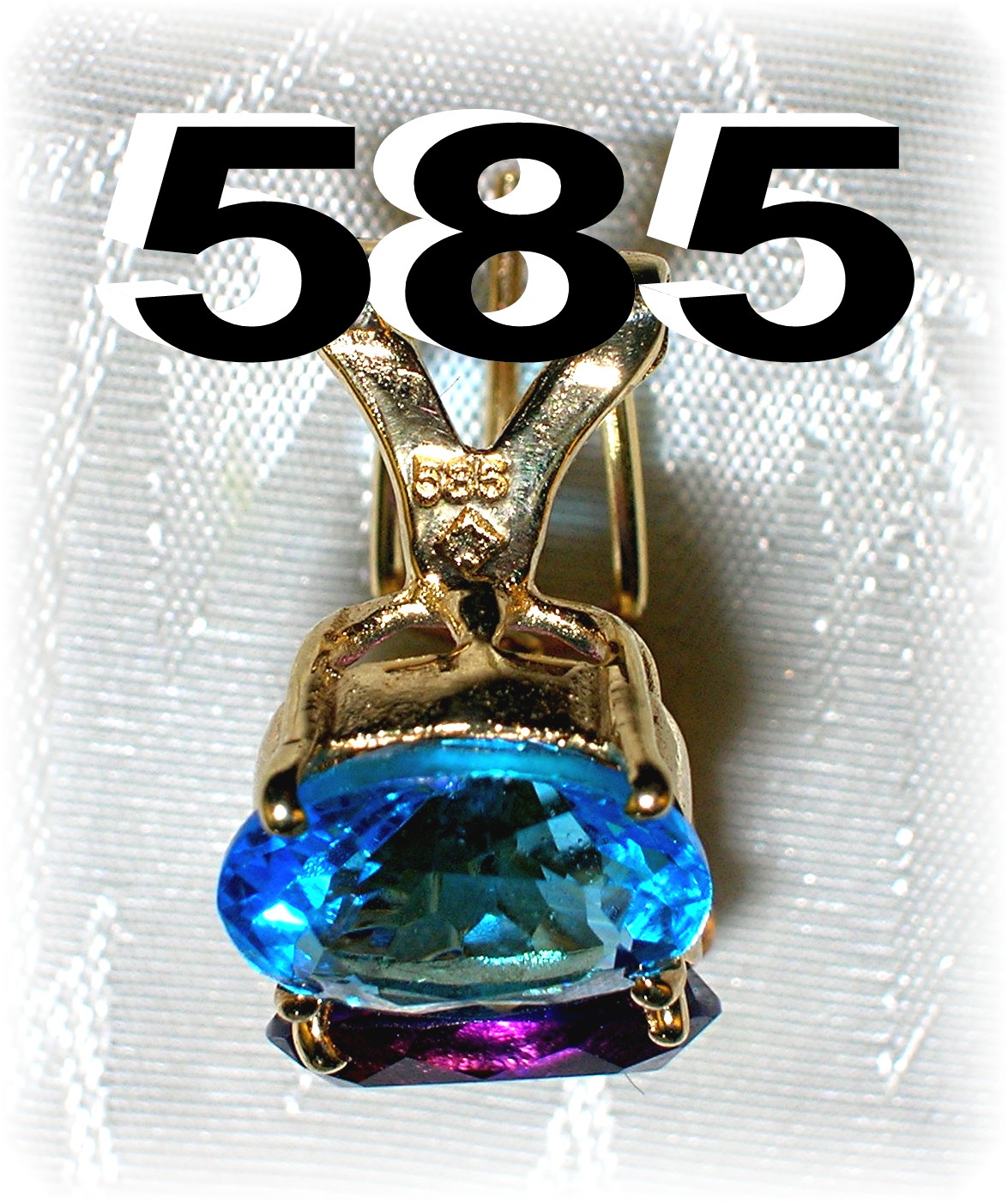 Earrings 14K Yellow Gold Citrine Amethyst Blue Topaz