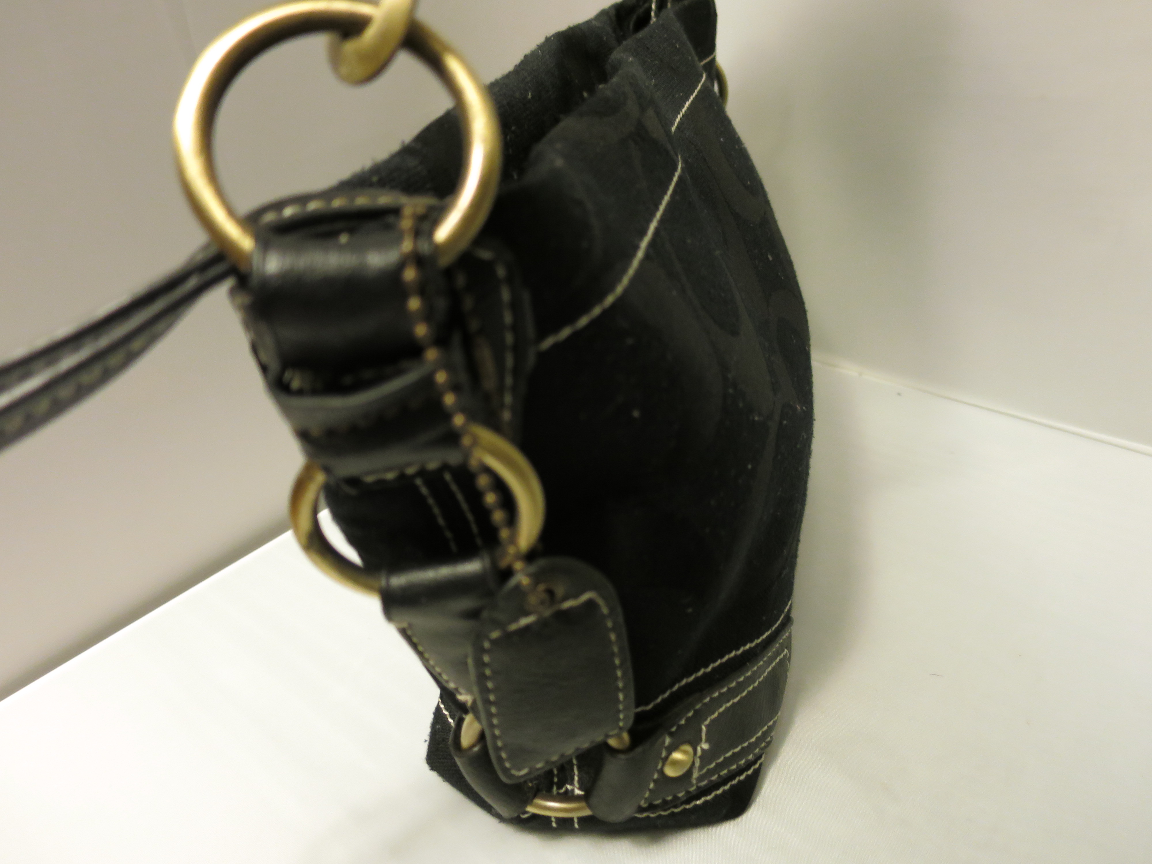 Black Coach Signature Canvas and Leather Handbag