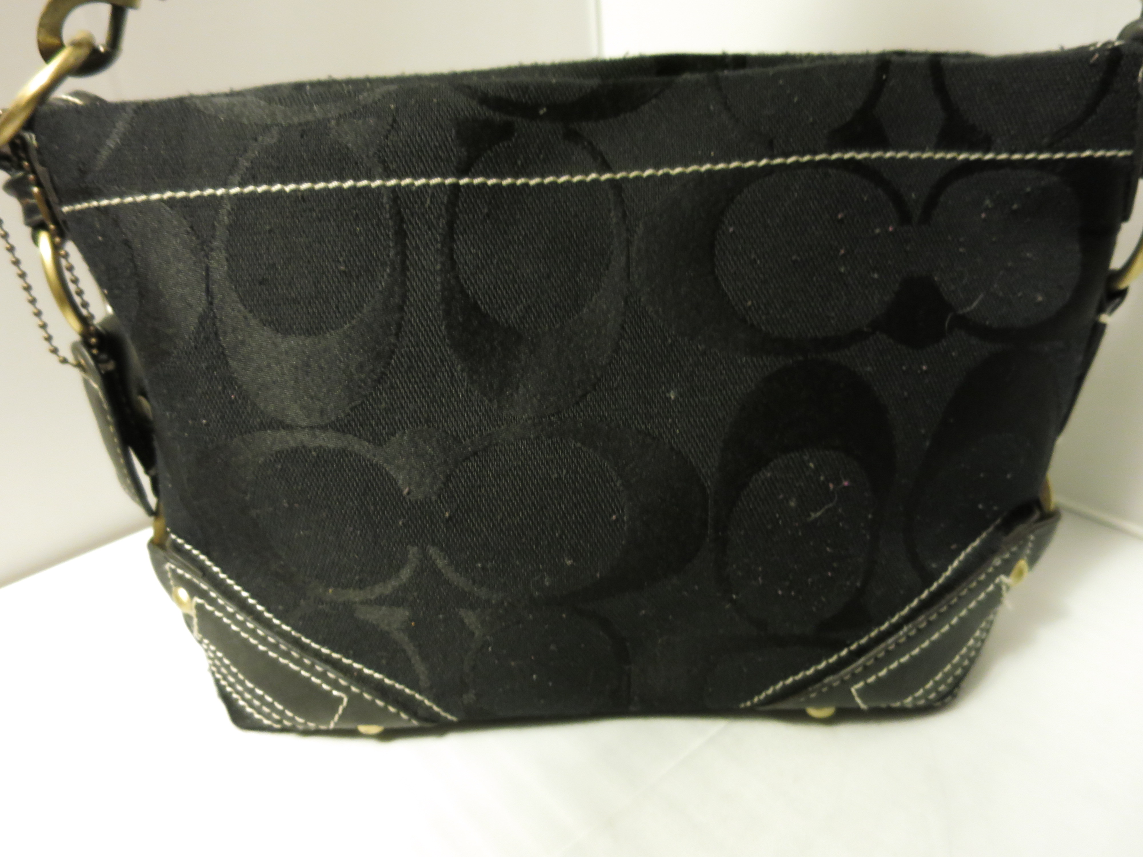 Black Coach Signature Canvas and Leather Handbag