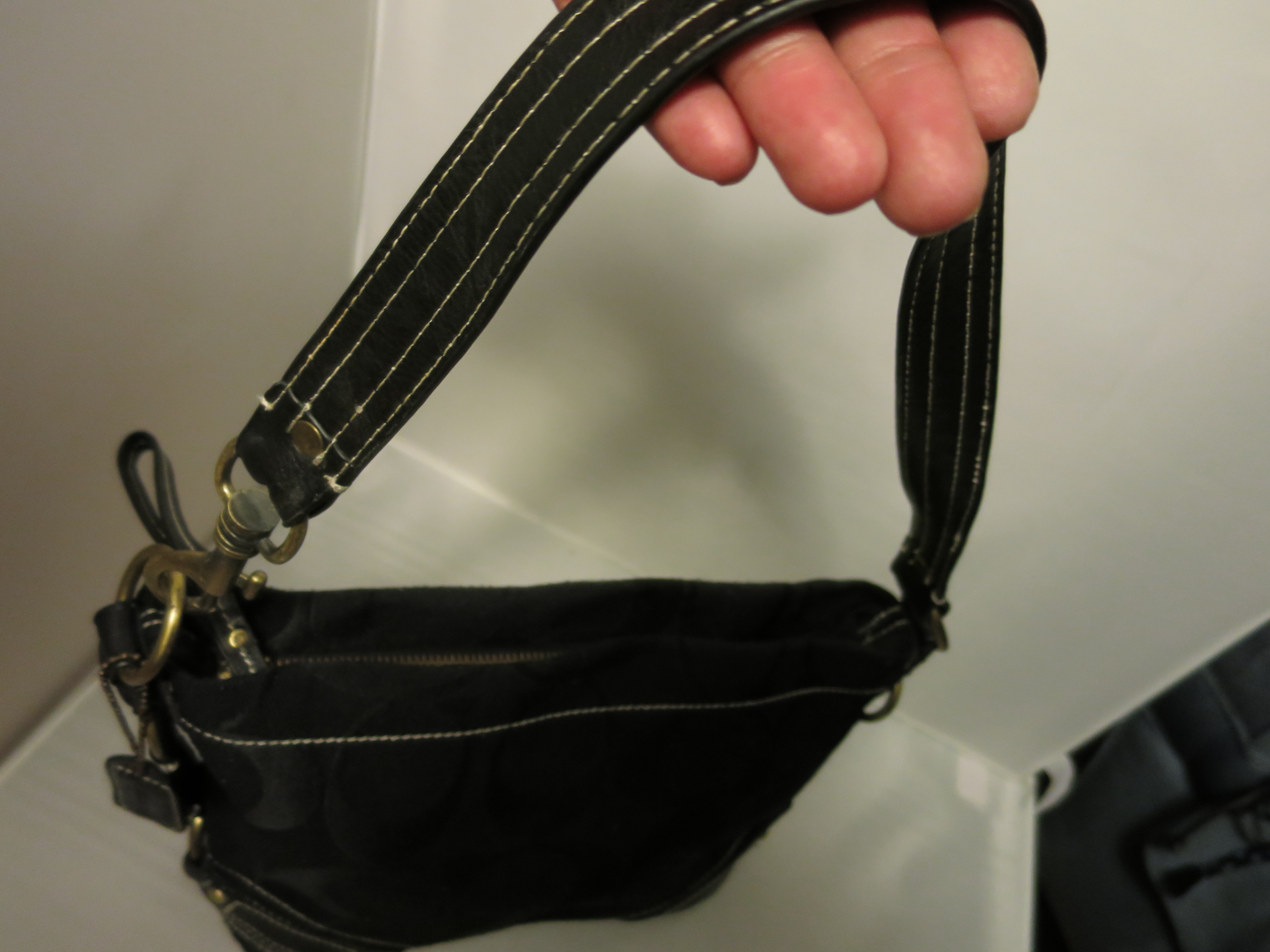 Black Coach Signature Canvas and Leather Handbag
