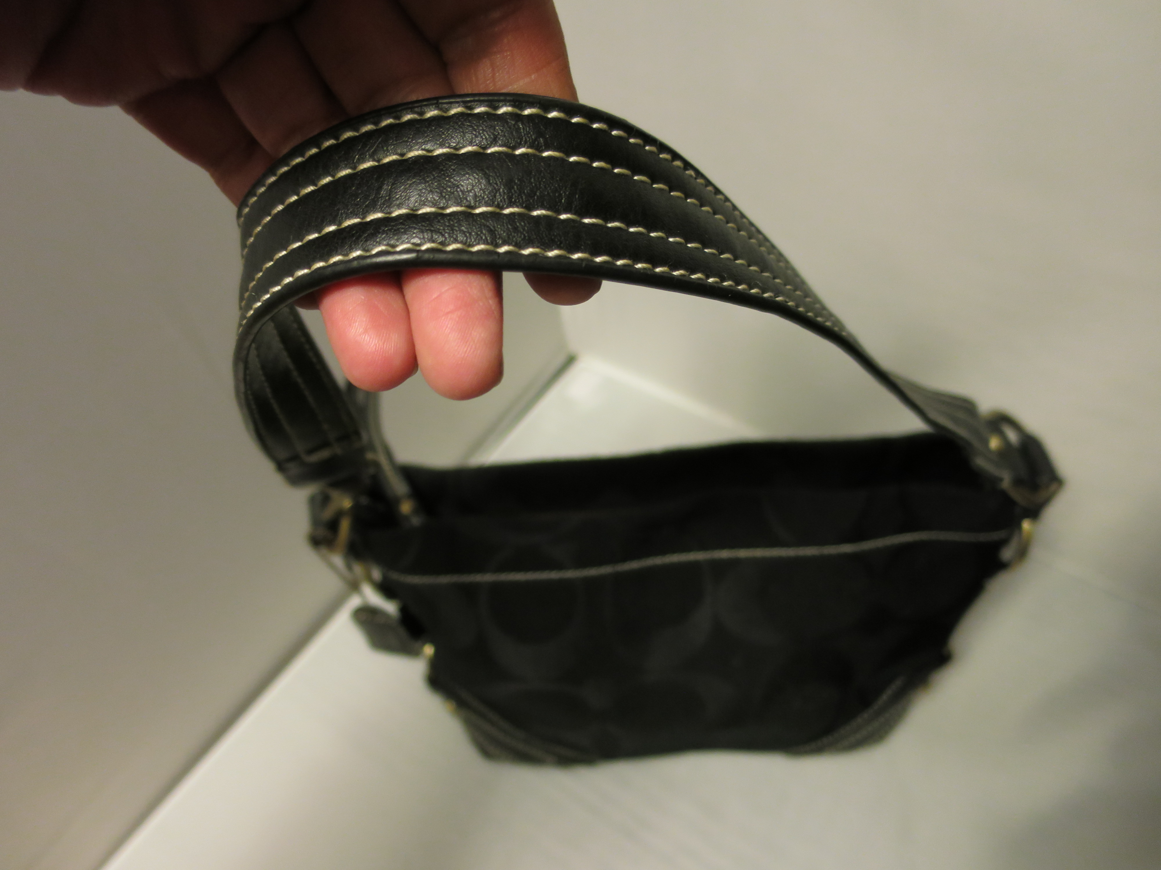 Black Coach Signature Canvas and Leather Handbag