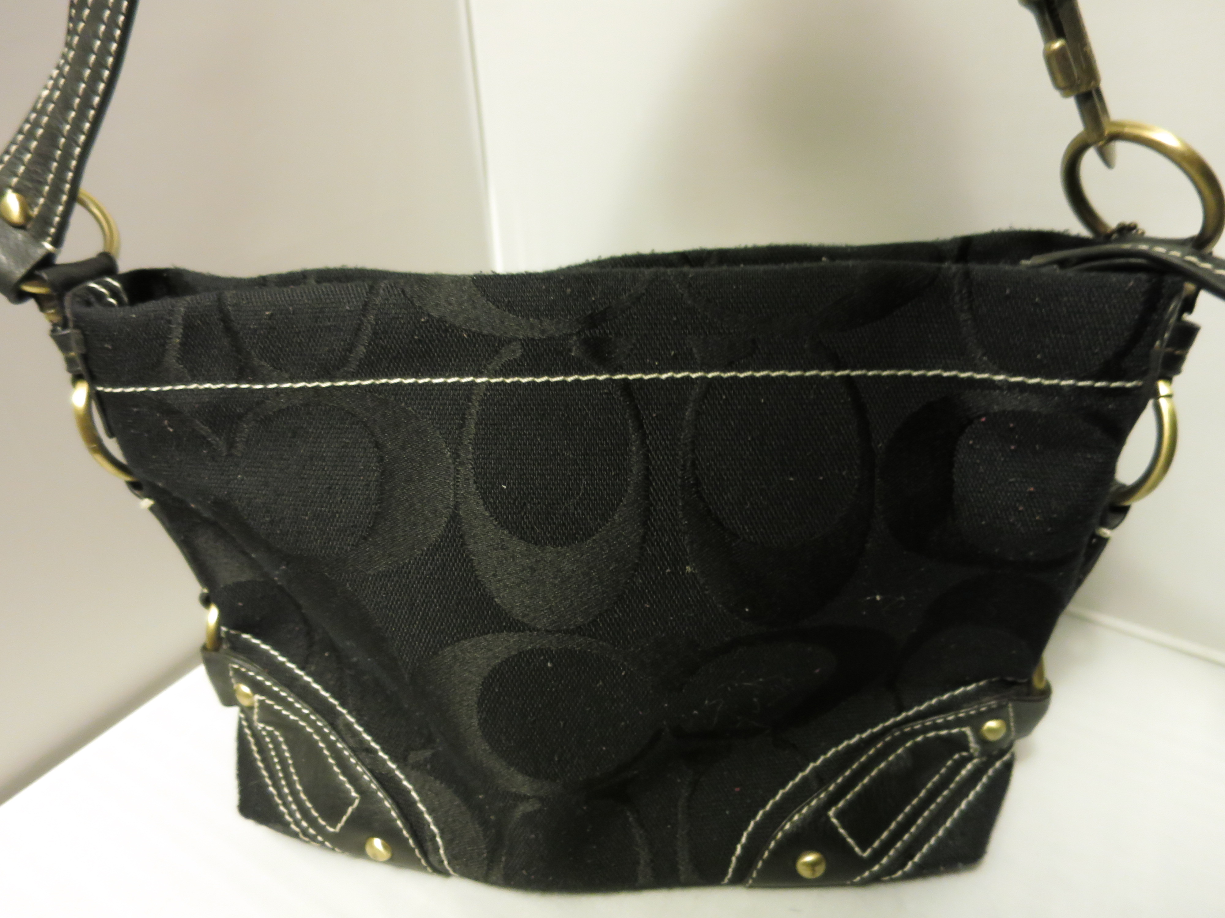 Black Coach Signature Canvas and Leather Handbag