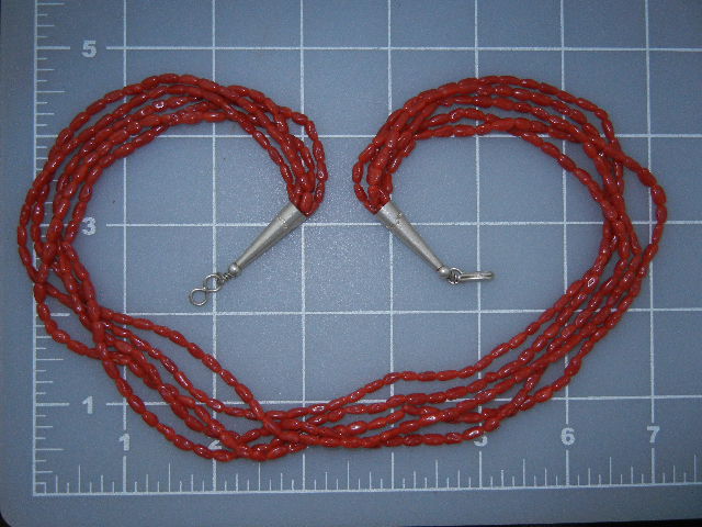 Native American Bamboo Coral Sterling Silver Necklace