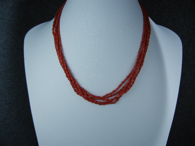 Native American Bamboo Coral Sterling Silver Necklace