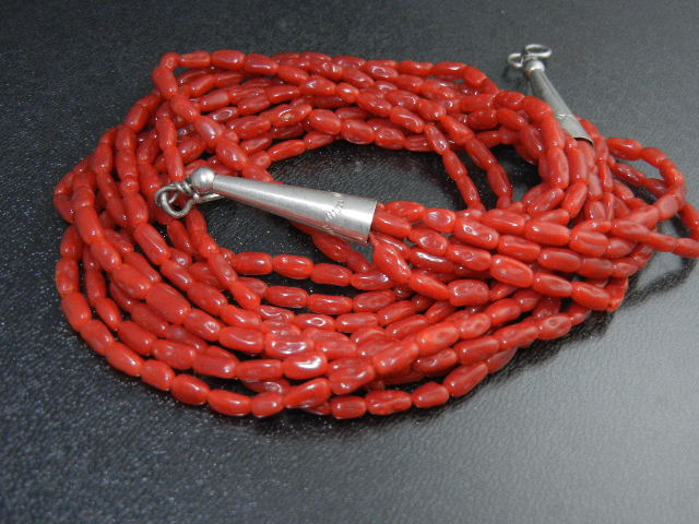 Native American Bamboo Coral Sterling Silver Necklace
