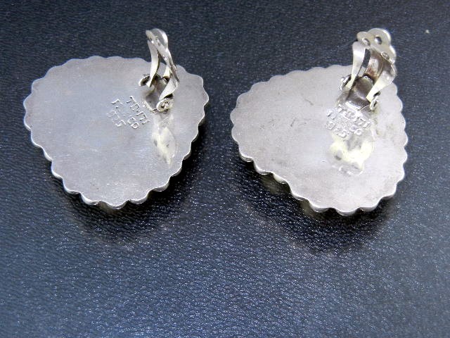 Taxco Mexico Sterling Silver Heart Clip Earrings TC 171