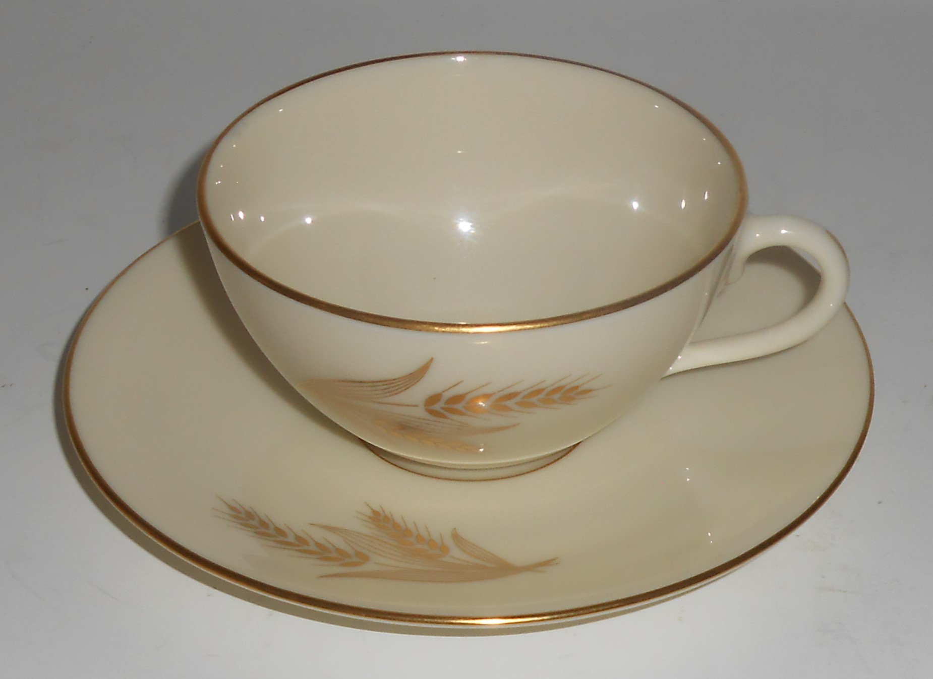 Lenox China R-442 Gold Wheat  Cup & Saucer Set