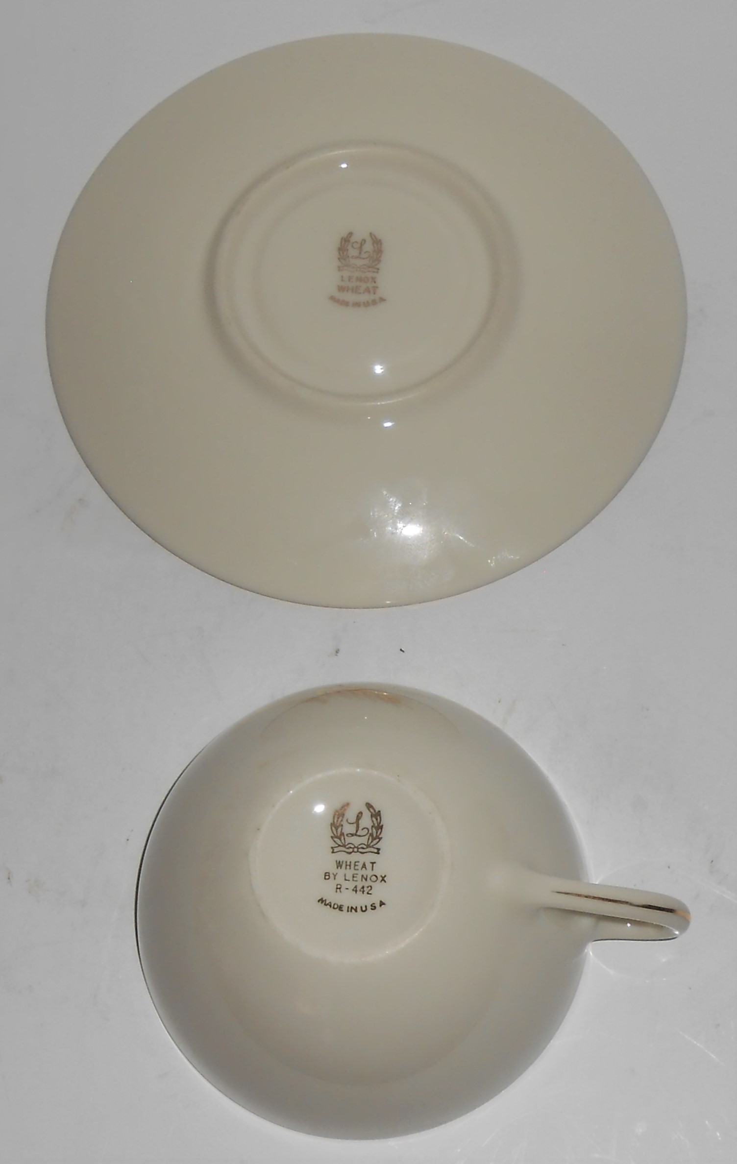 Lenox China R-442 Gold Wheat  Cup & Saucer Set