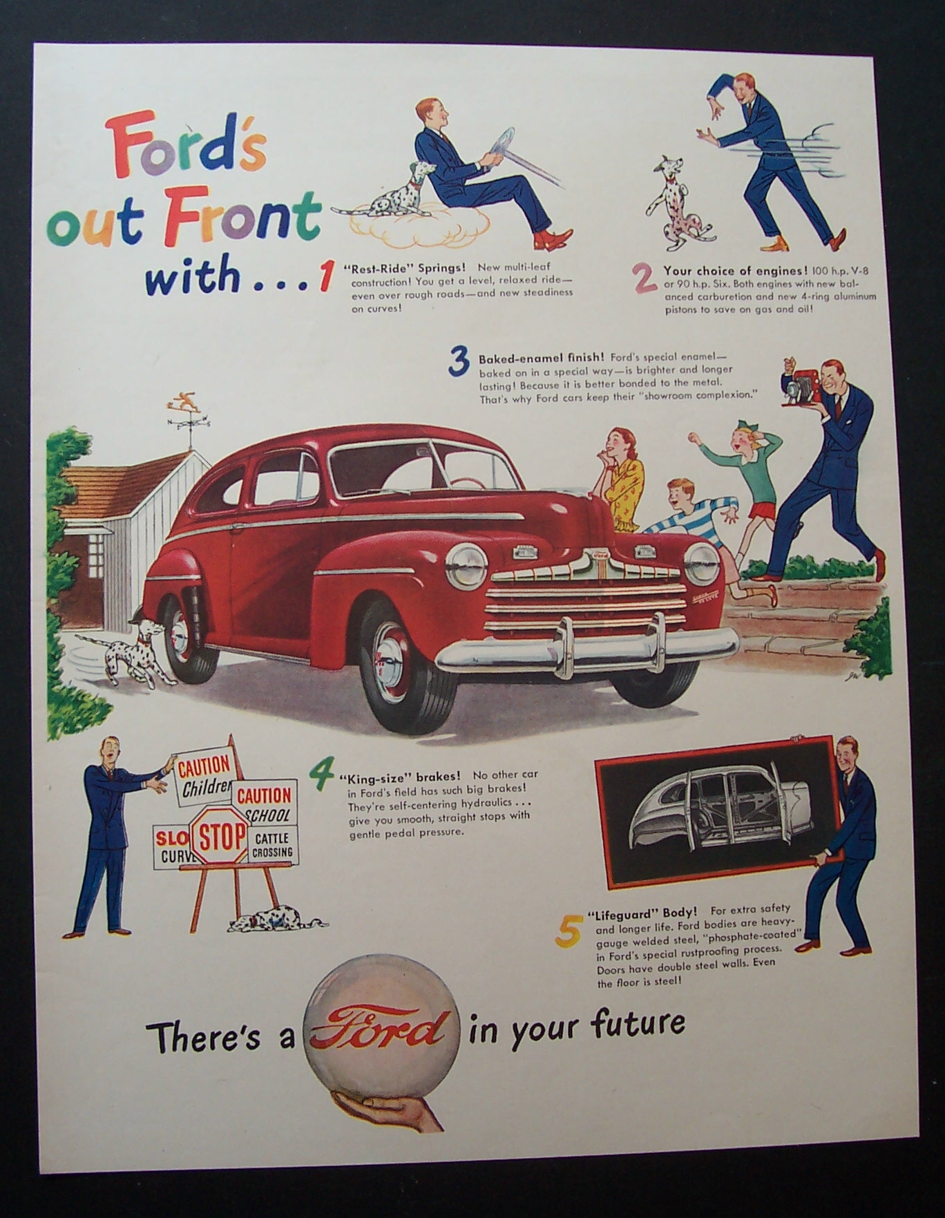 1946 Ford Automobile with Ford's Out Front
