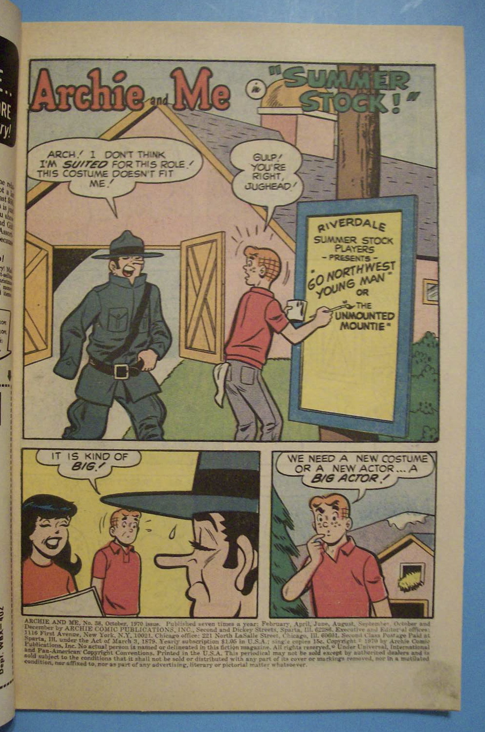Archie And Me Comics - October 1970 - Summer Stock