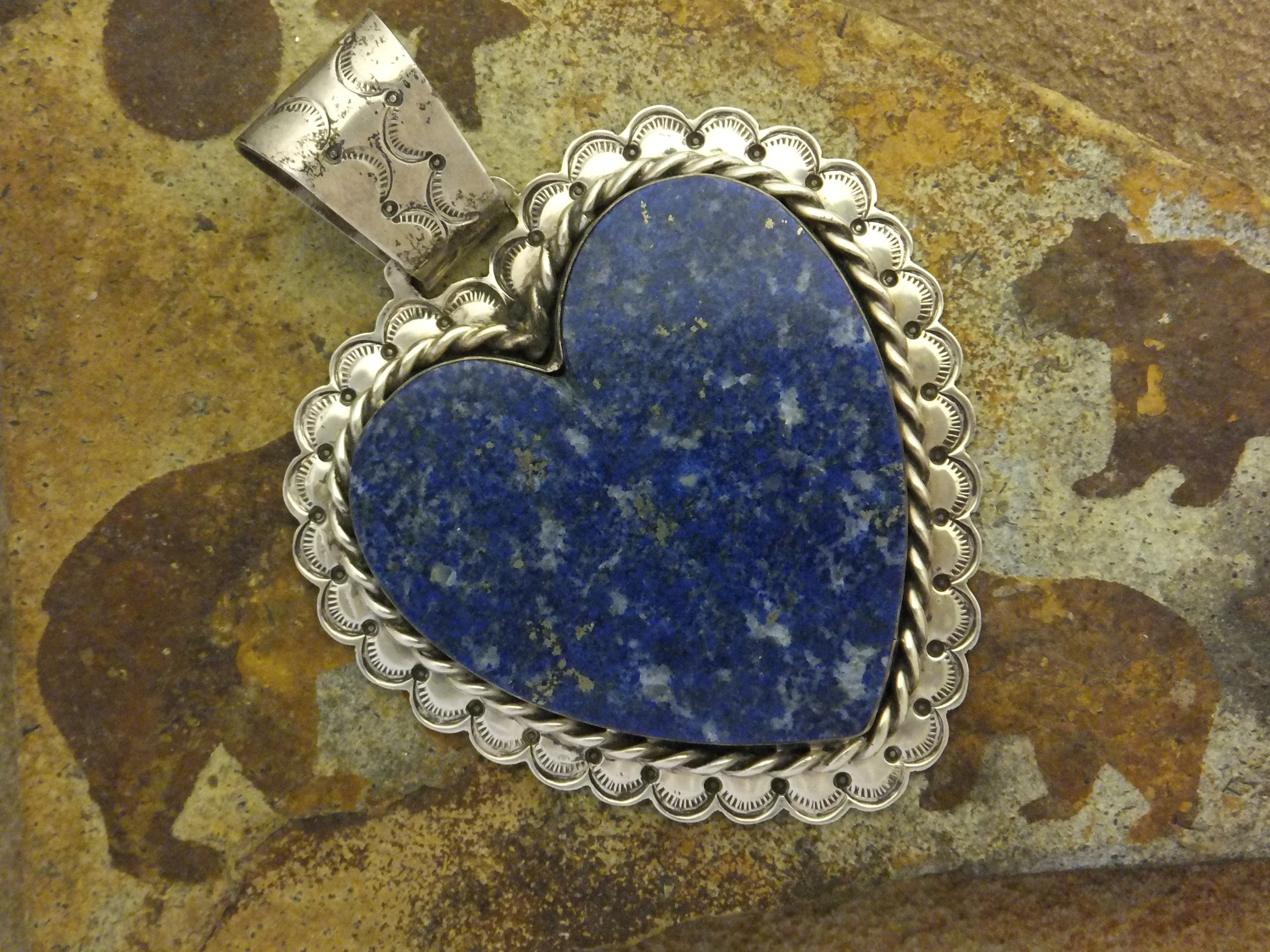 David Troutman Afghan Lapis Sterling Silver Heart Penda