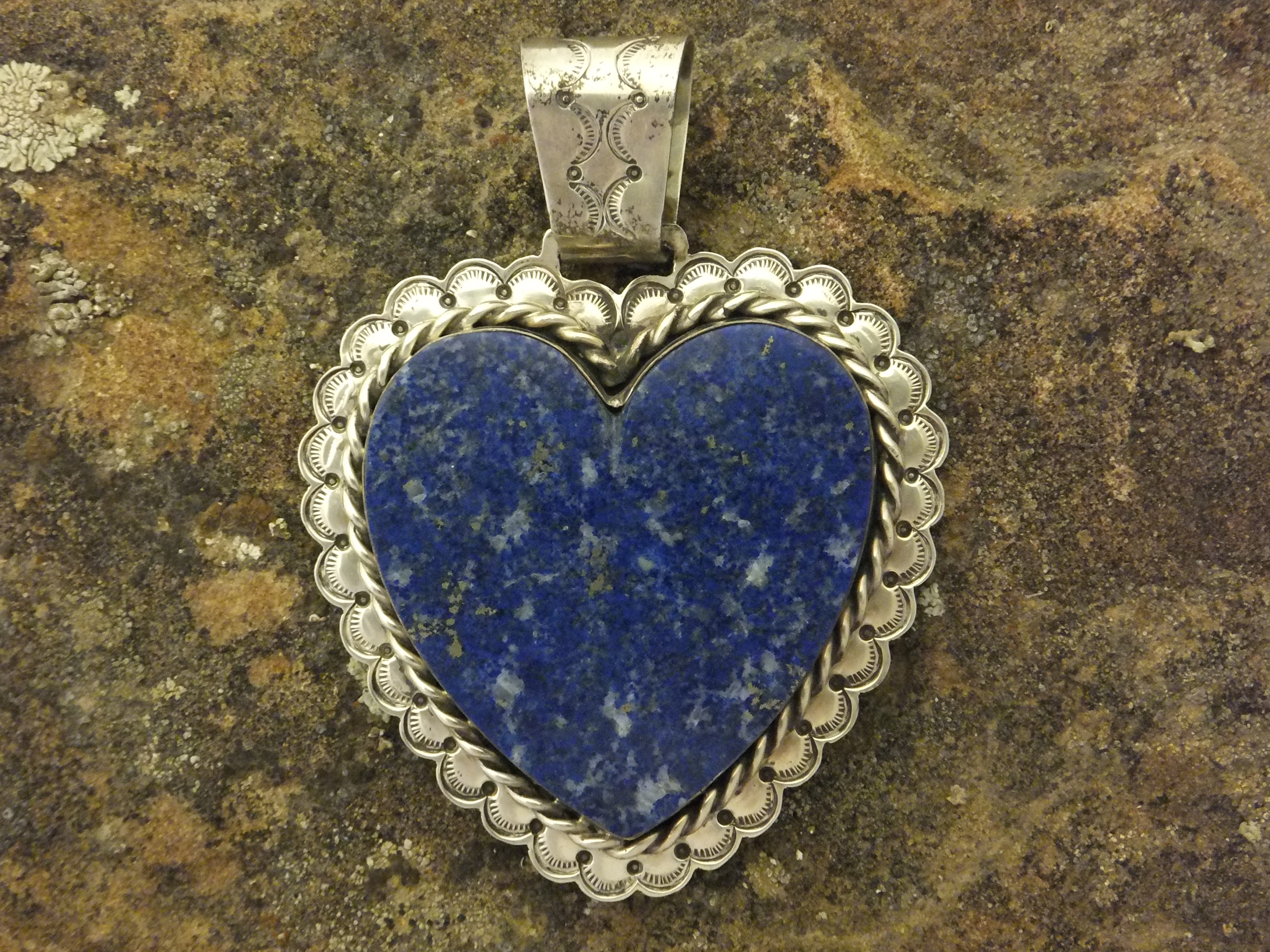 David Troutman Afghan Lapis Sterling Silver Heart Penda