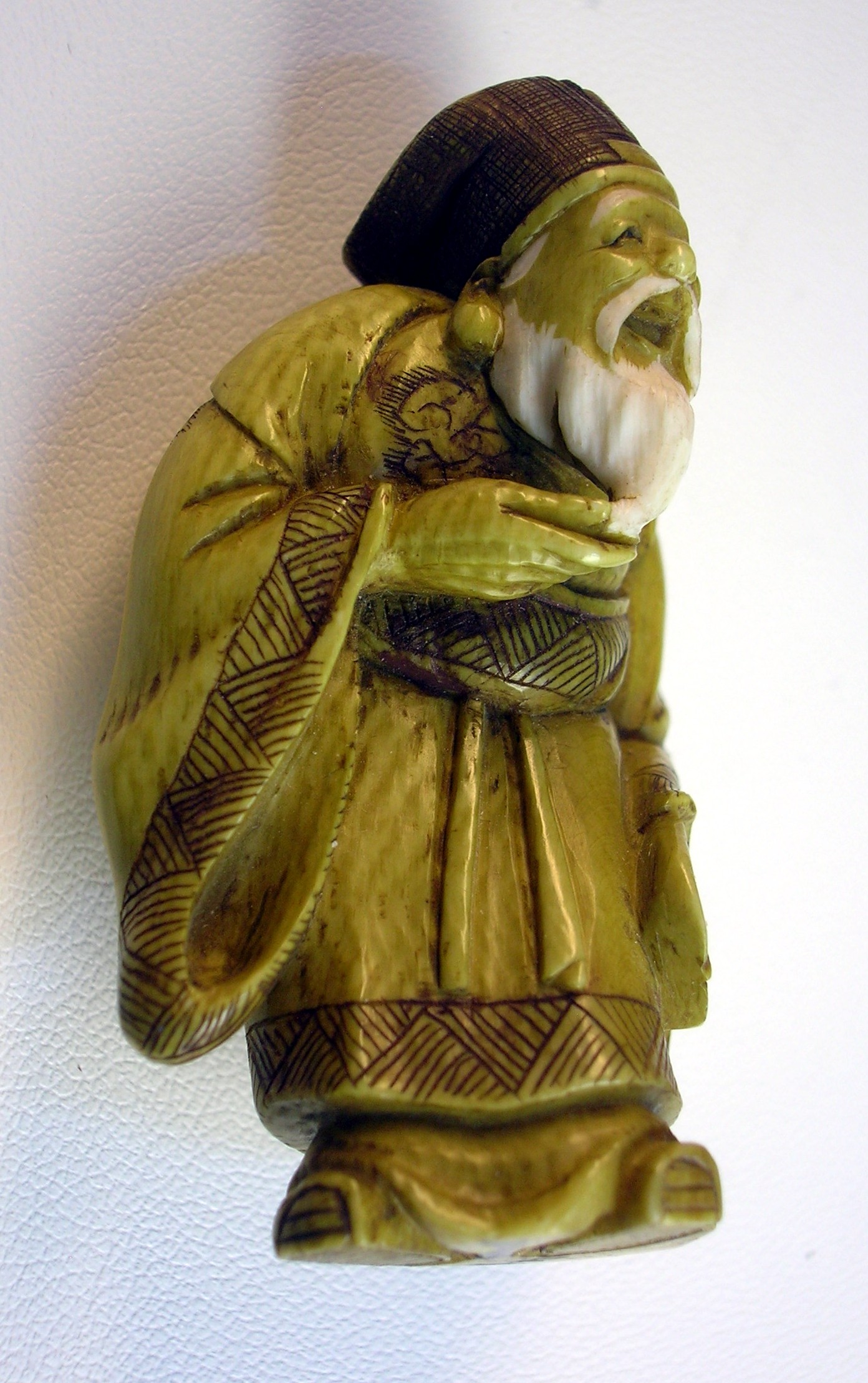 Small Bearded Ivory Signed Oriental Figurine