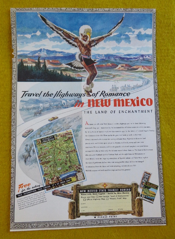 1950 New Mexico State Tourist Bureau with Man Dressed As An Eagle