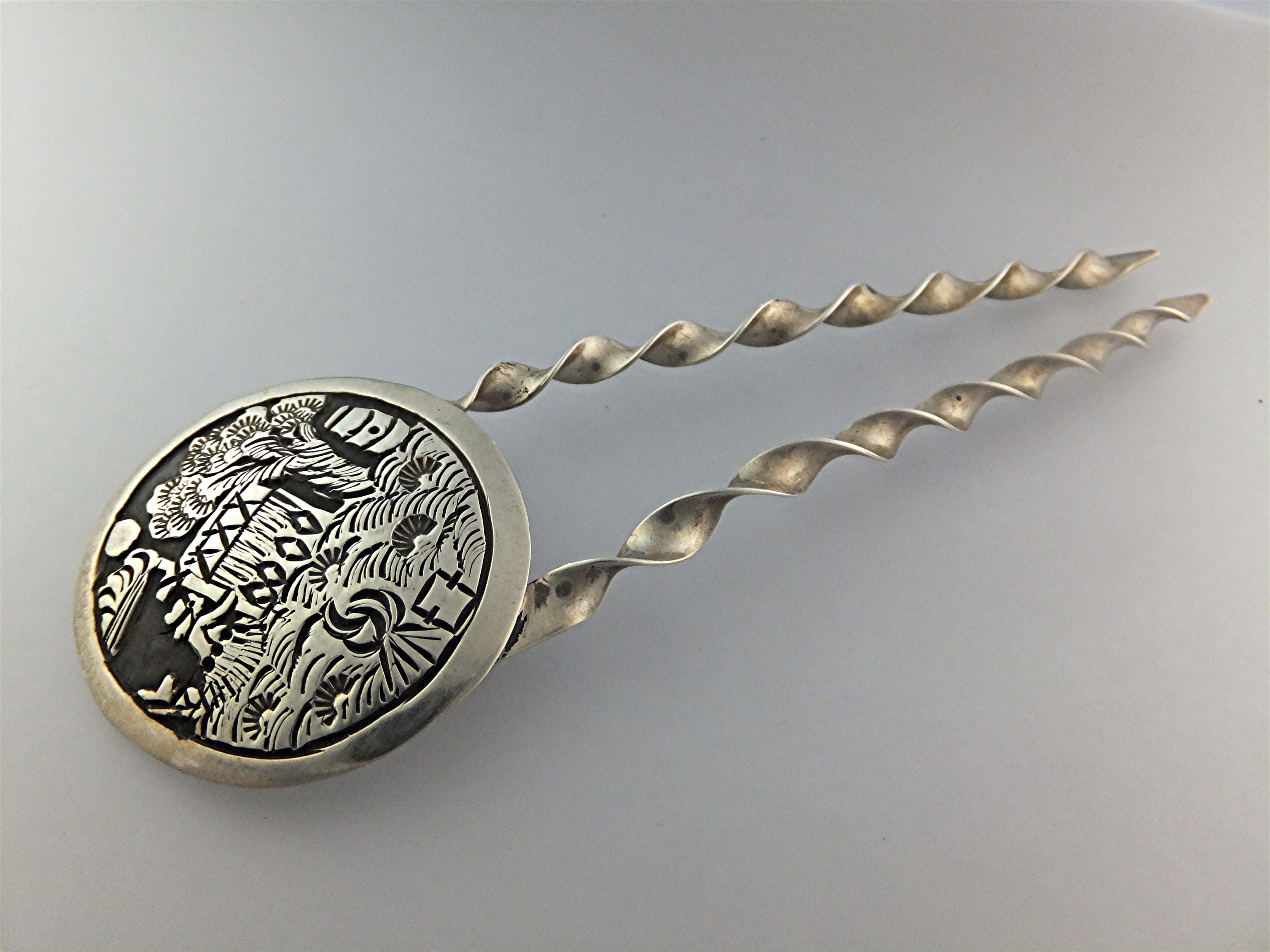 Hopi Storyteller Hair Pin Sterling Silver L SLIM 5 Inch