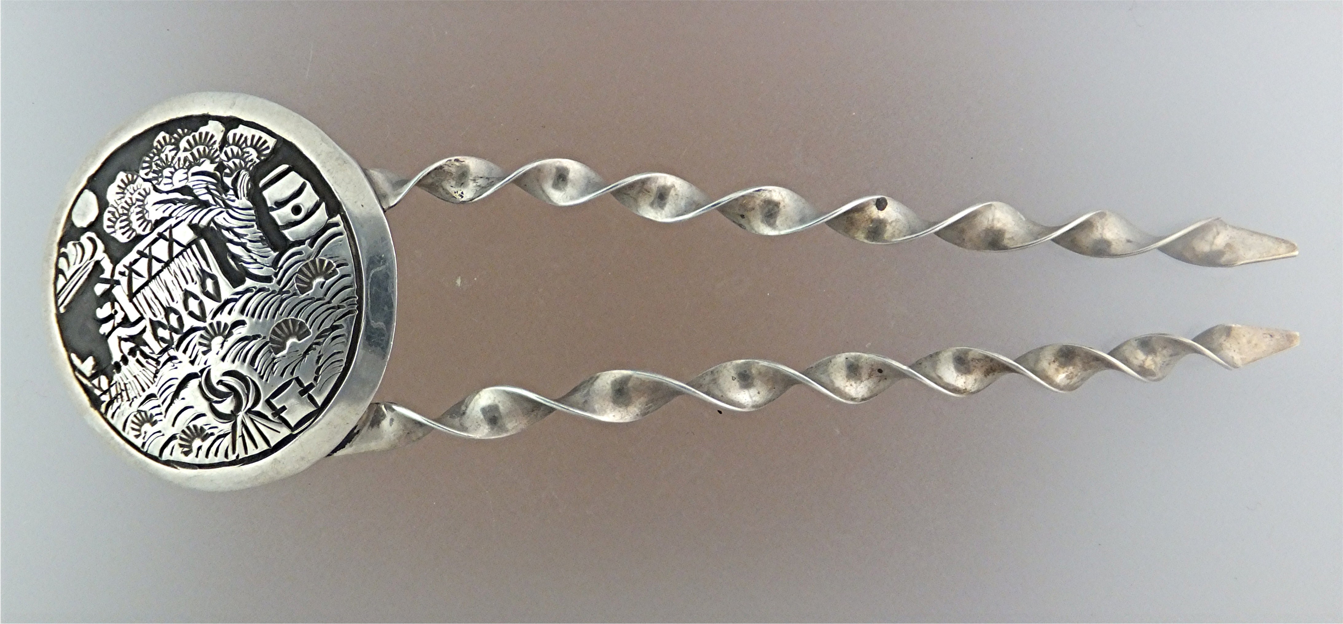 Hopi Storyteller Hair Pin Sterling Silver L SLIM 5 Inch