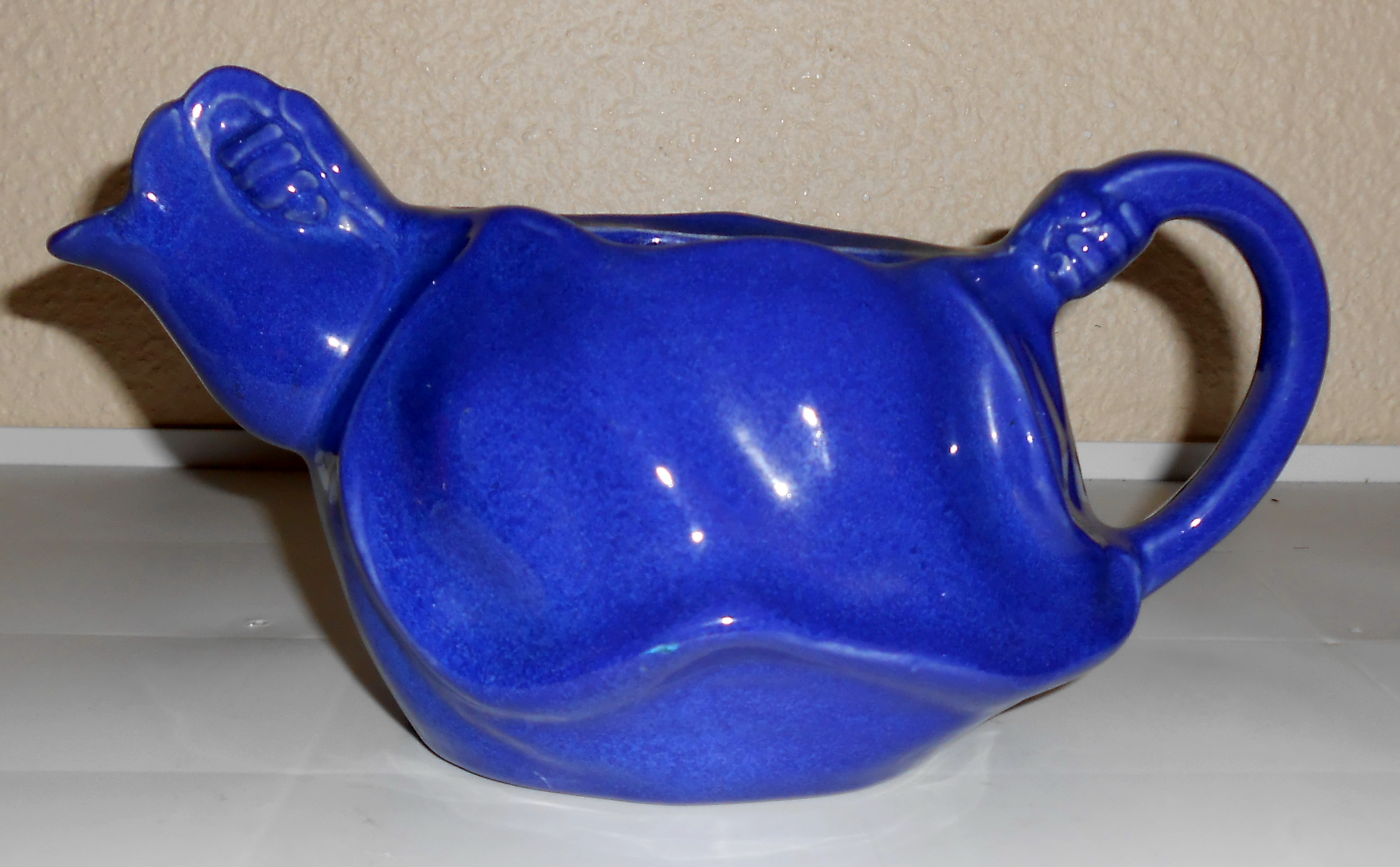Red Wing Pottery Cobalt Peasant Girl Teapot! VERY RARE!