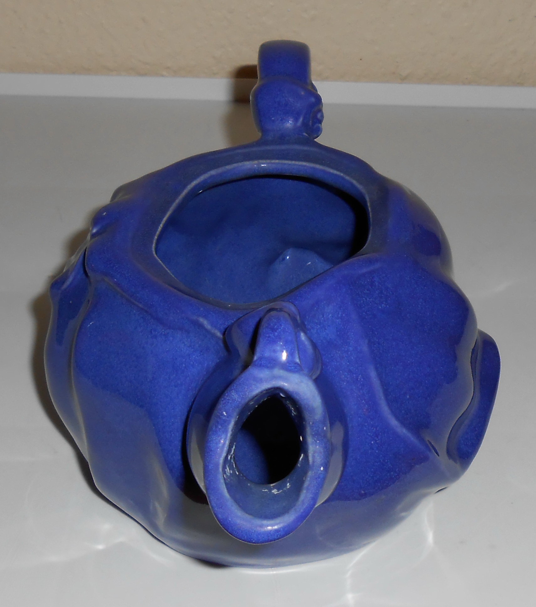 Red Wing Pottery Cobalt Peasant Girl Teapot! VERY RARE!