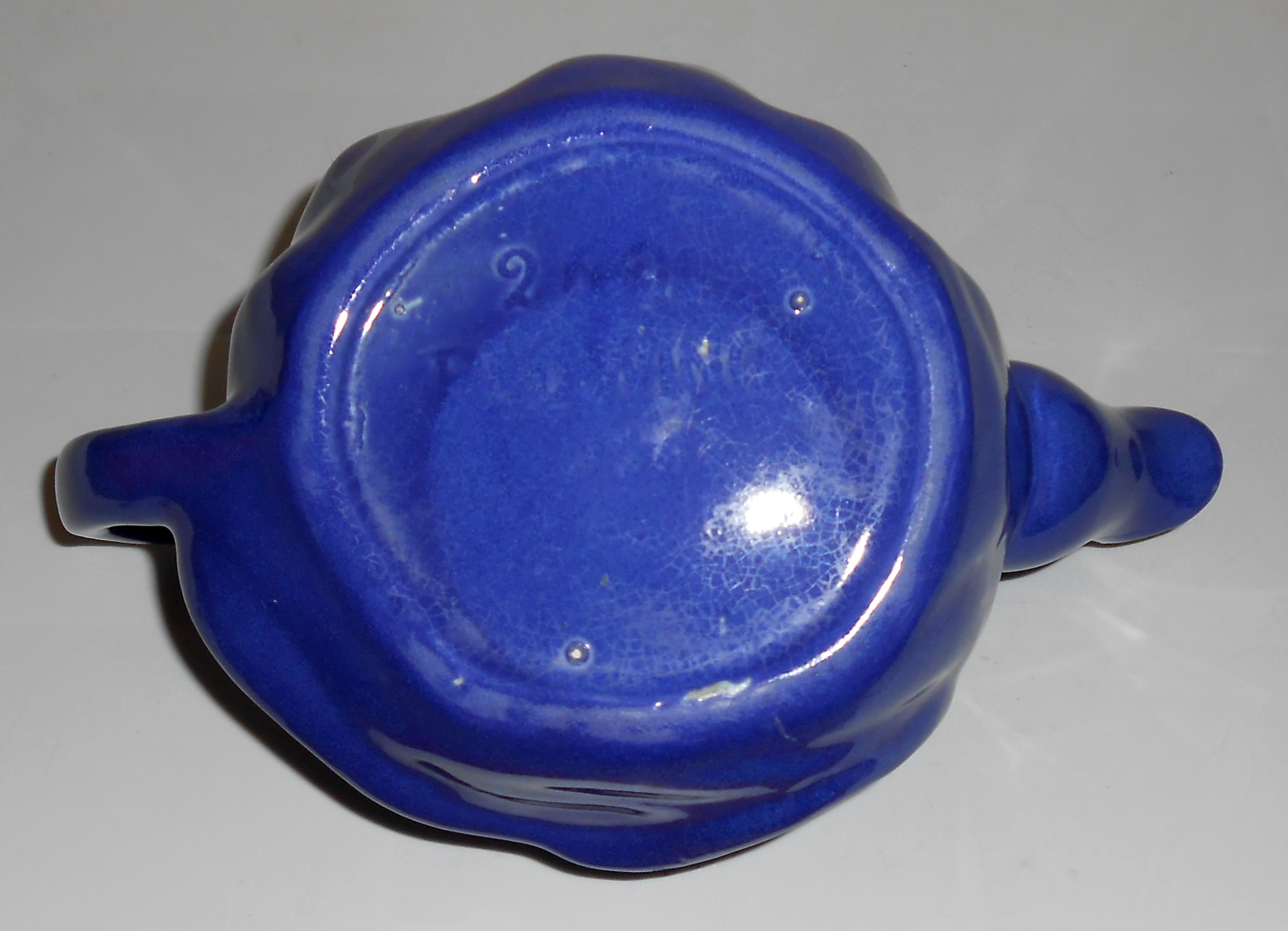 Red Wing Pottery Cobalt Peasant Girl Teapot! VERY RARE!