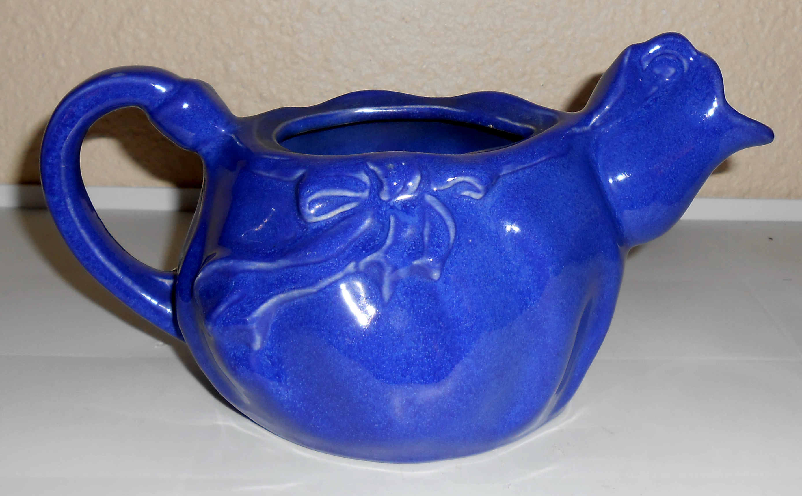Red Wing Pottery Cobalt Peasant Girl Teapot! VERY RARE!
