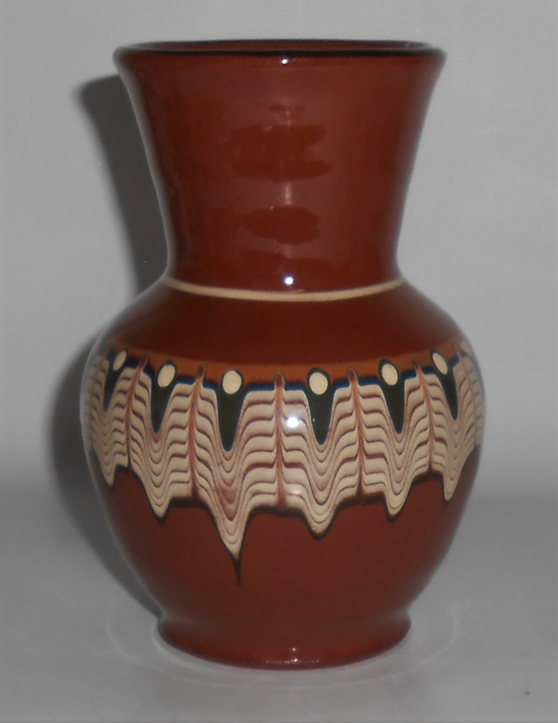 Vintage Bulgaria Troyan Pottery Decorated Vase w/Stick