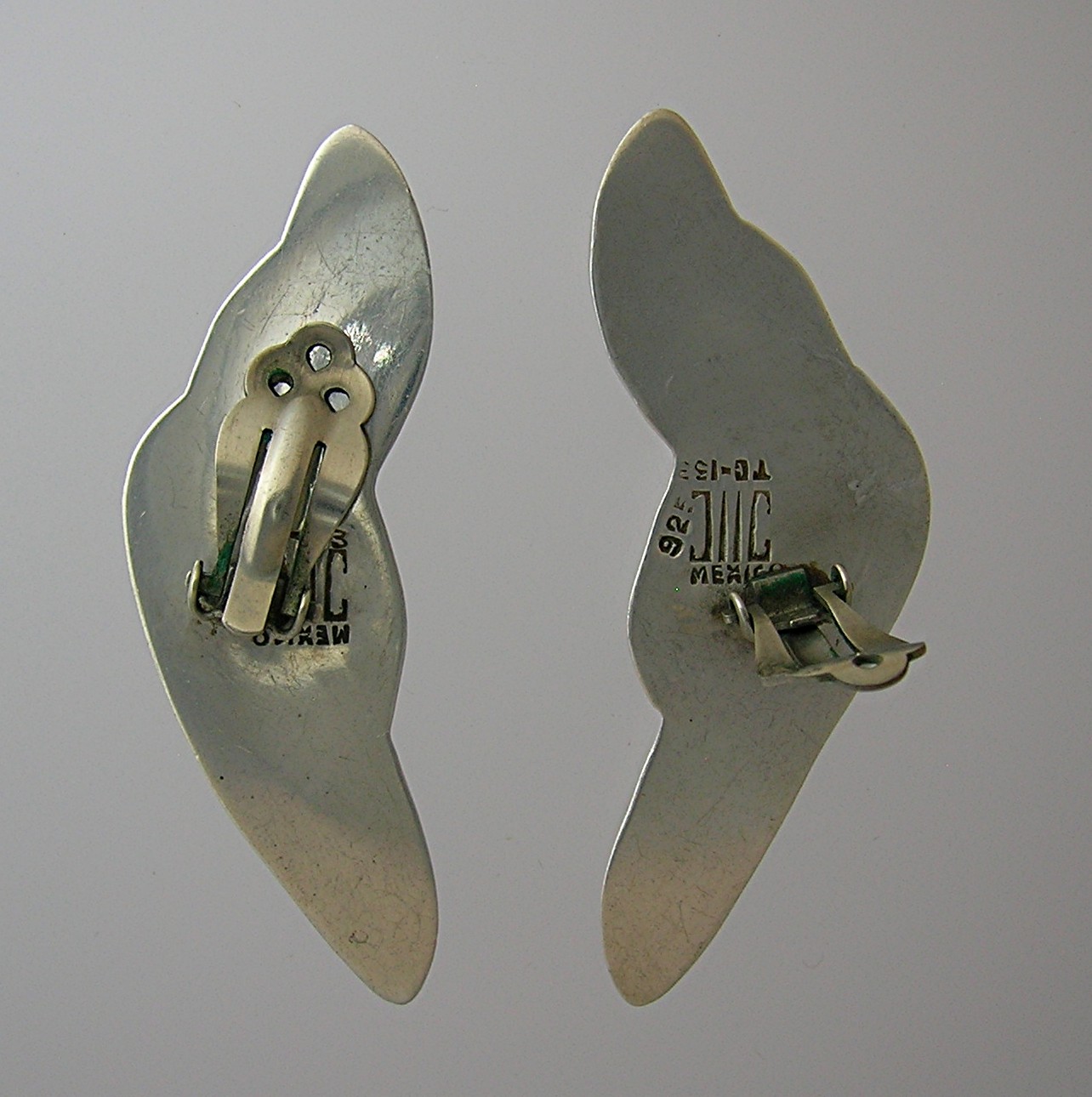 Taxco Mexico Sterling Silver Signed Clip Earrings