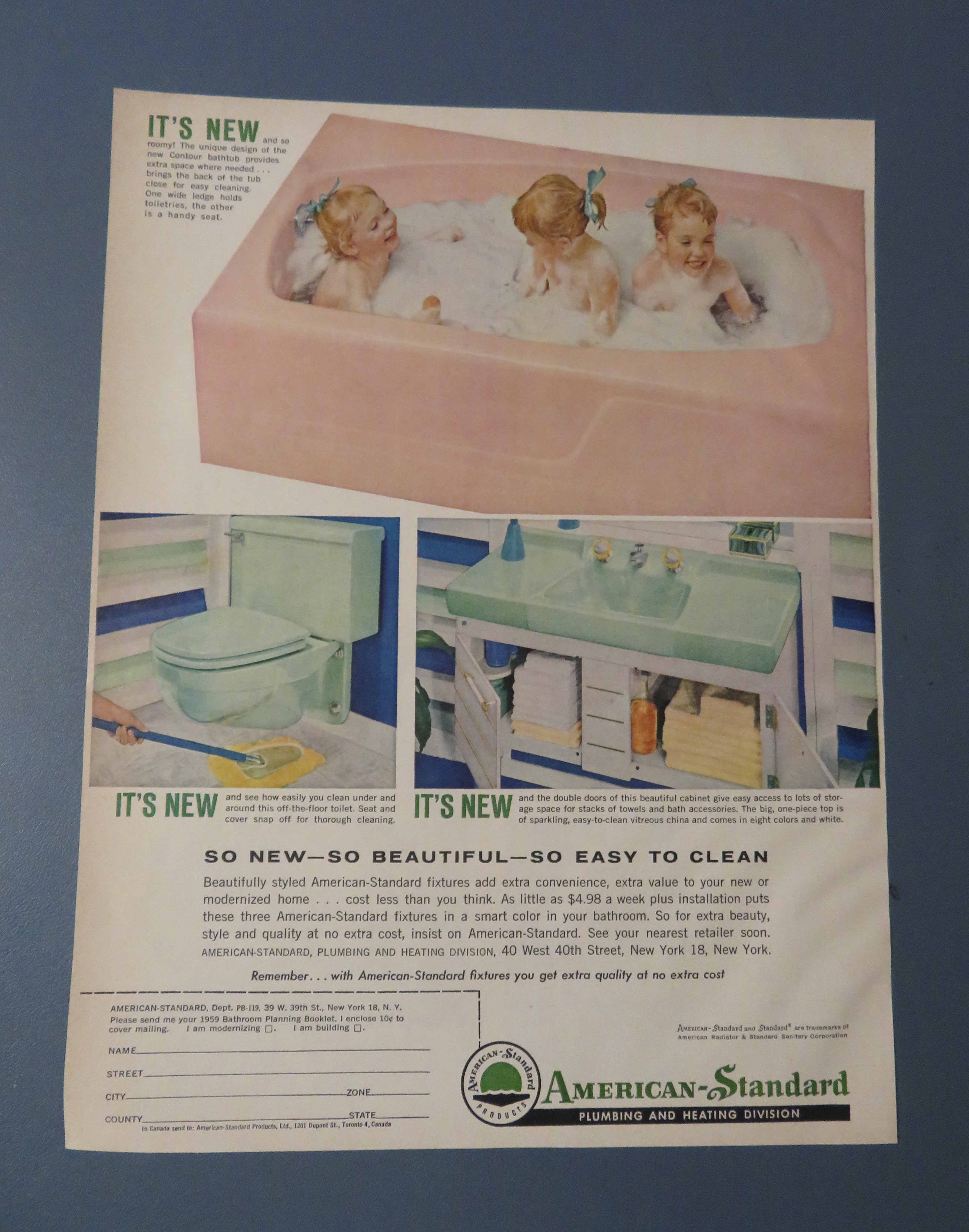1959 American Standard Plumbing & Heating w Kids in Tub