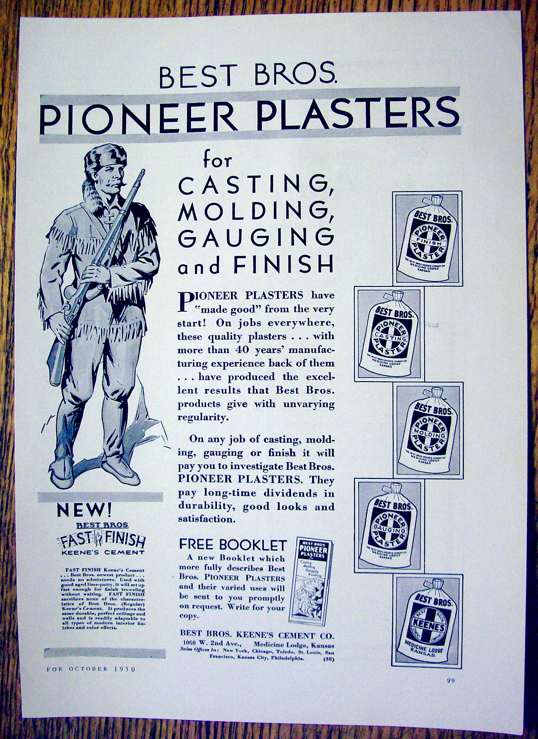1930 Pioneer Plaster with a Pioneer Man