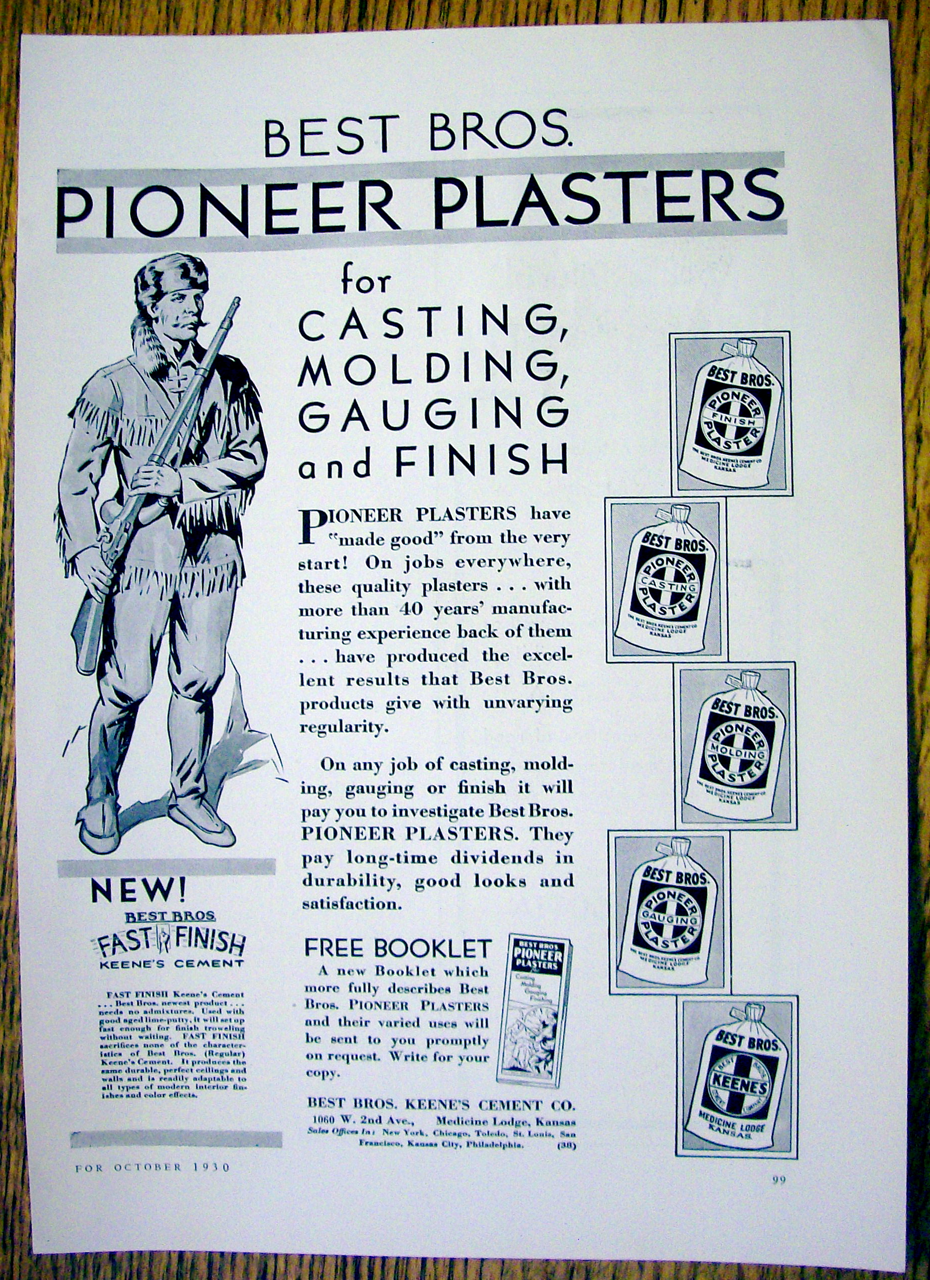 1930 Pioneer Plaster with a Pioneer Man