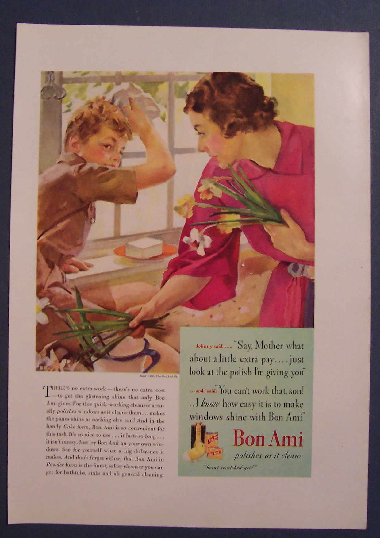 1936 Bon Ami with Boy Washing Window