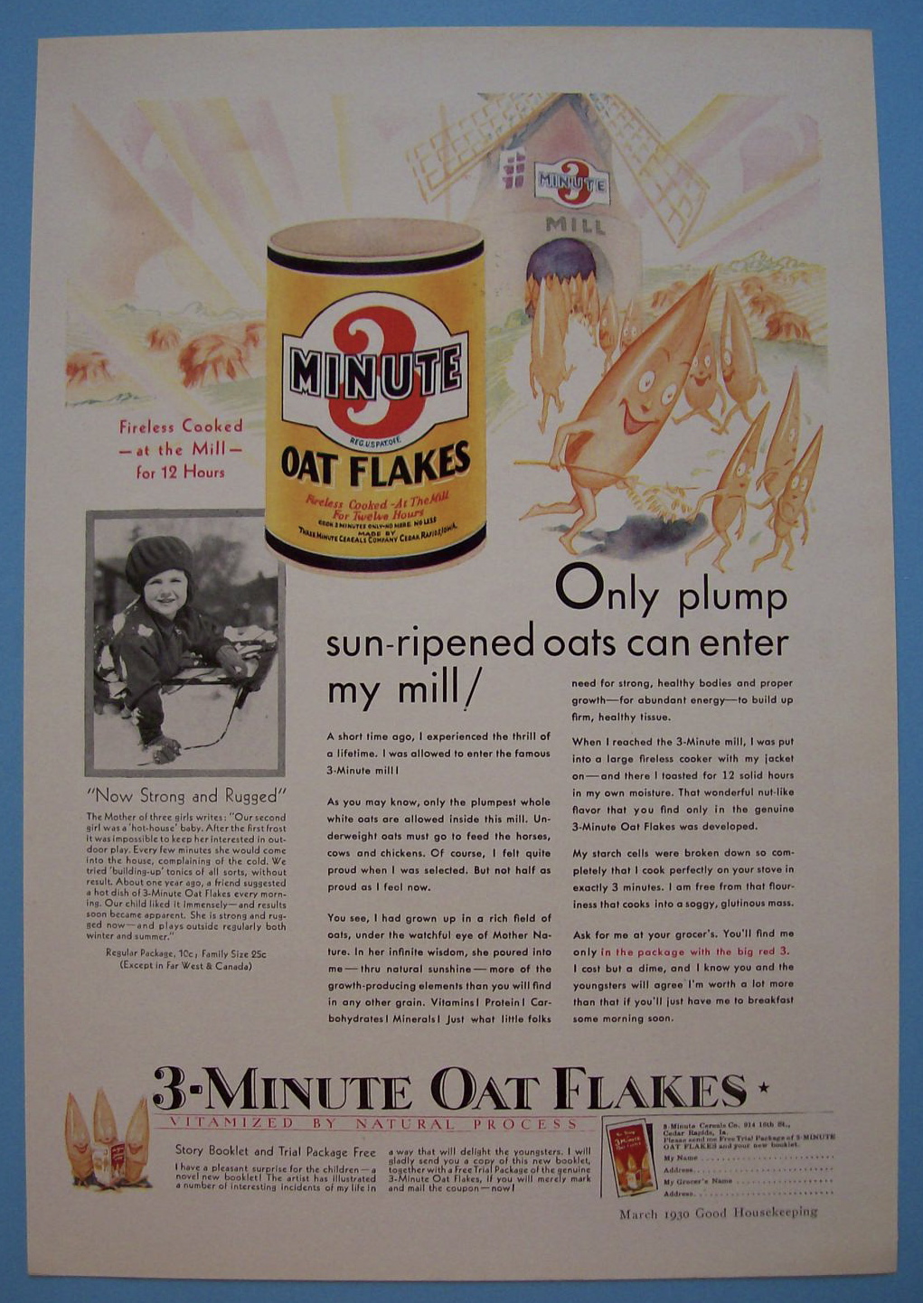 Vintage Ad: 1930 3 Minute Oat Flakes