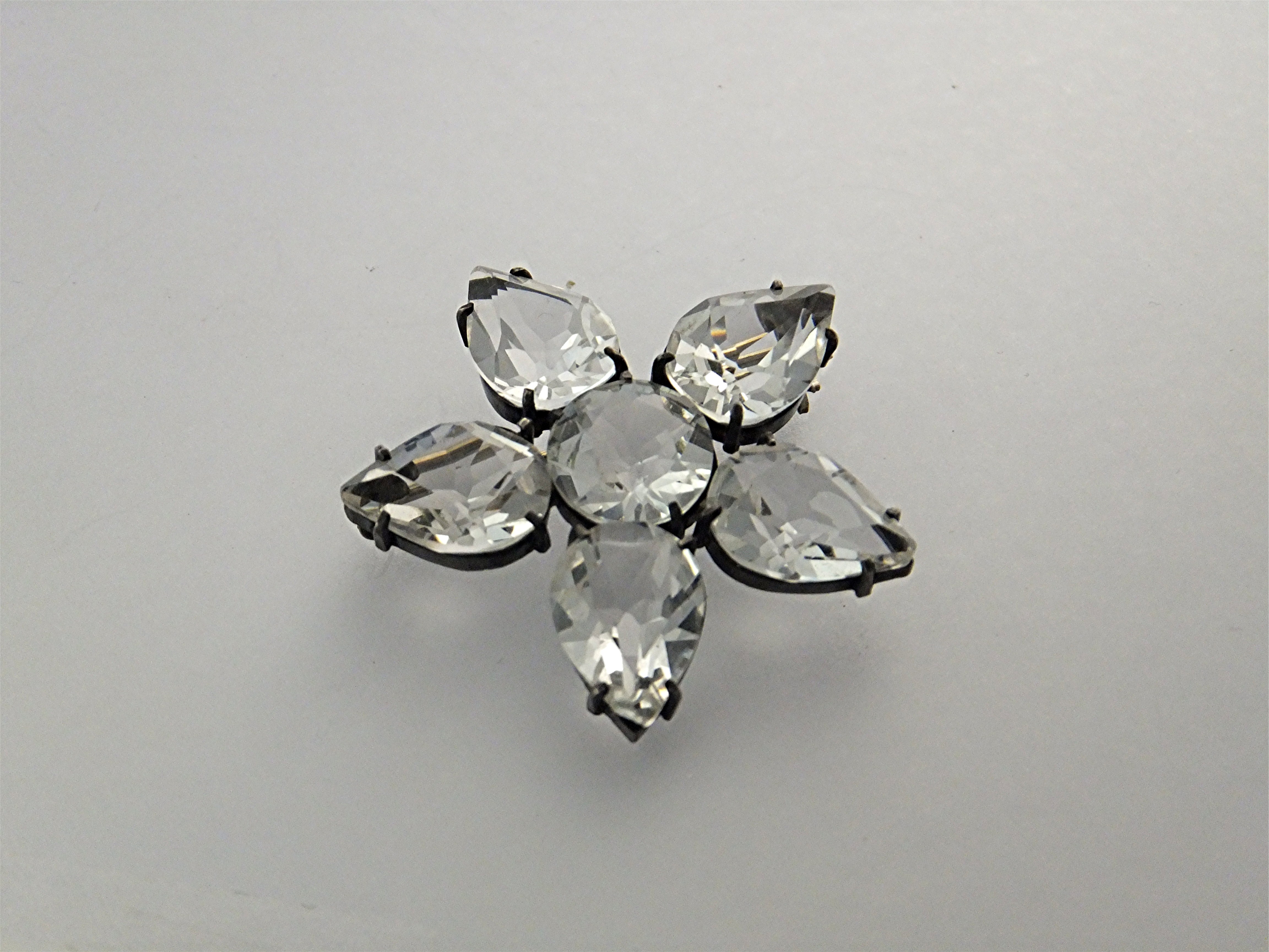 Brooch Pin Sterling Silver Paste Flower