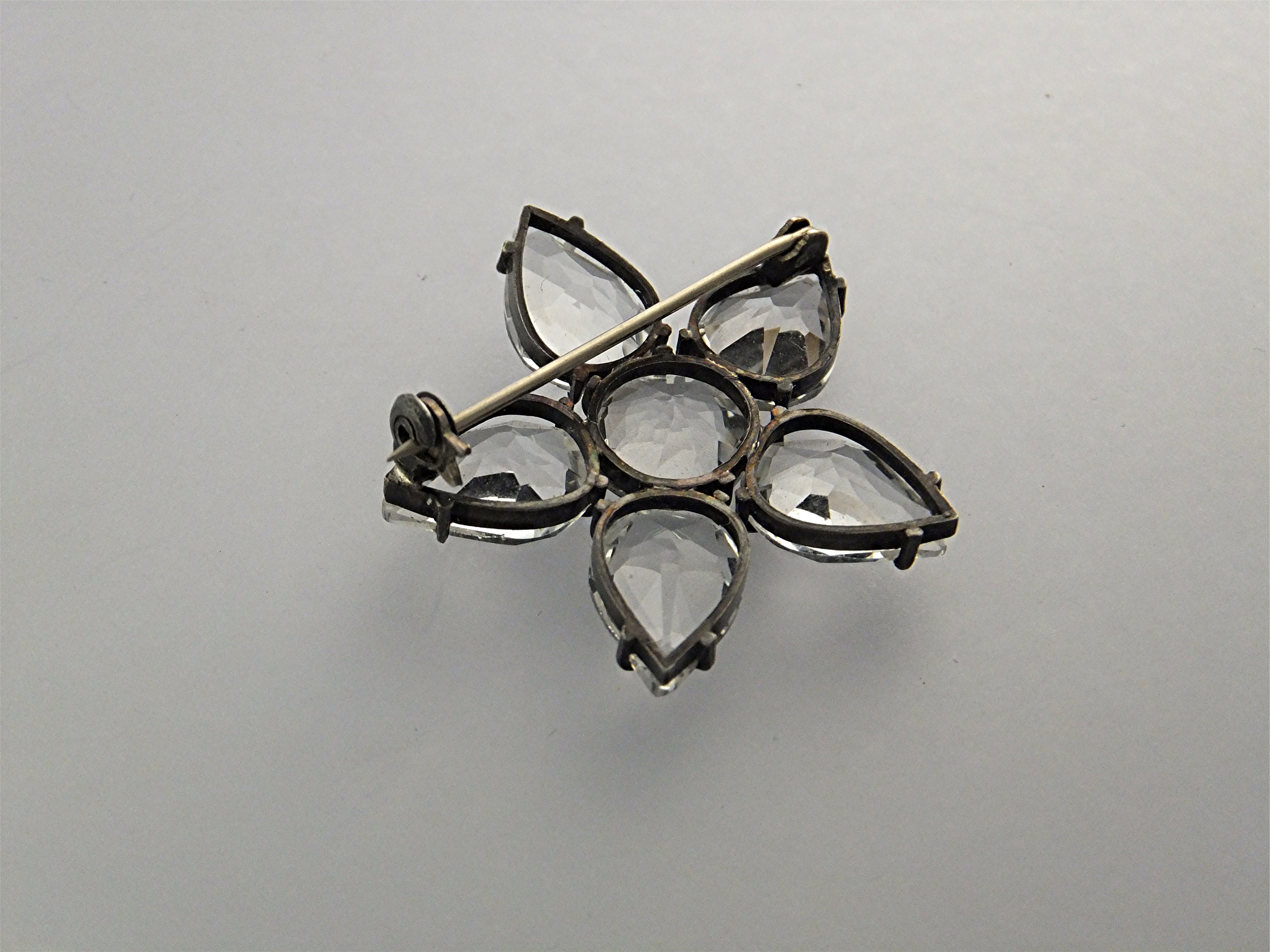 Brooch Pin Sterling Silver Paste Flower