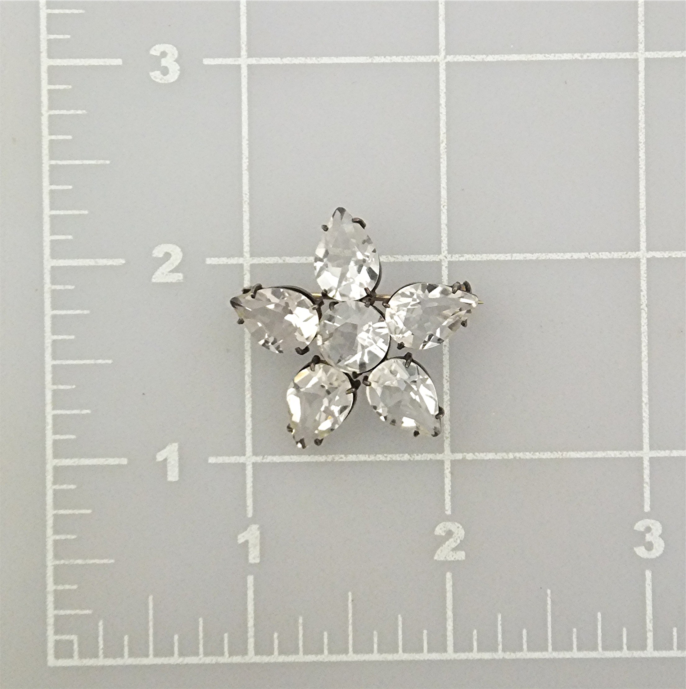 Brooch Pin Sterling Silver Paste Flower