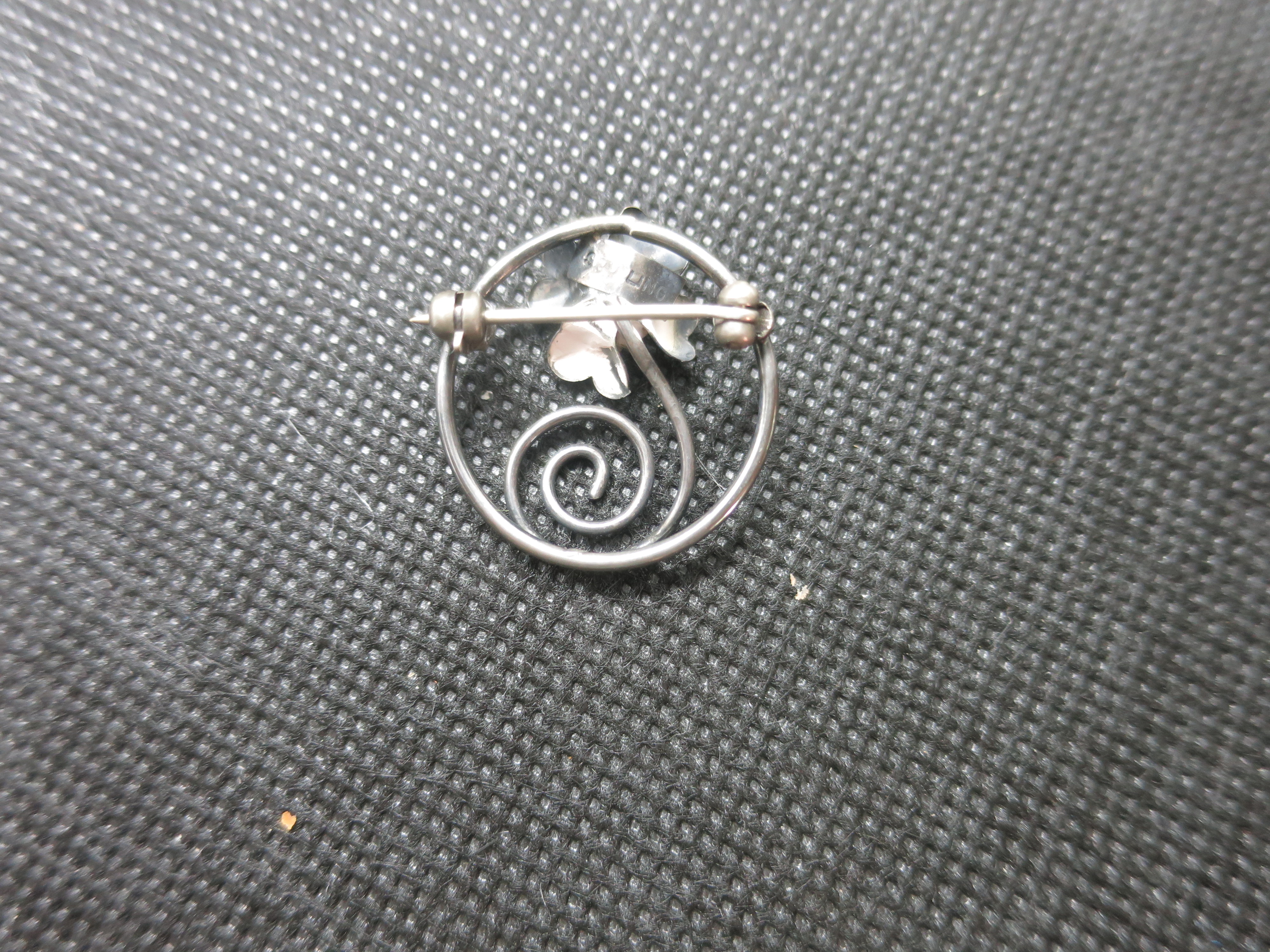 Sterling Floral Rose Pin signed Sterling