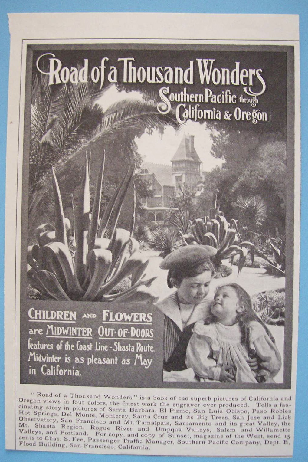 1907 Southern Pacific with Children and Flowers