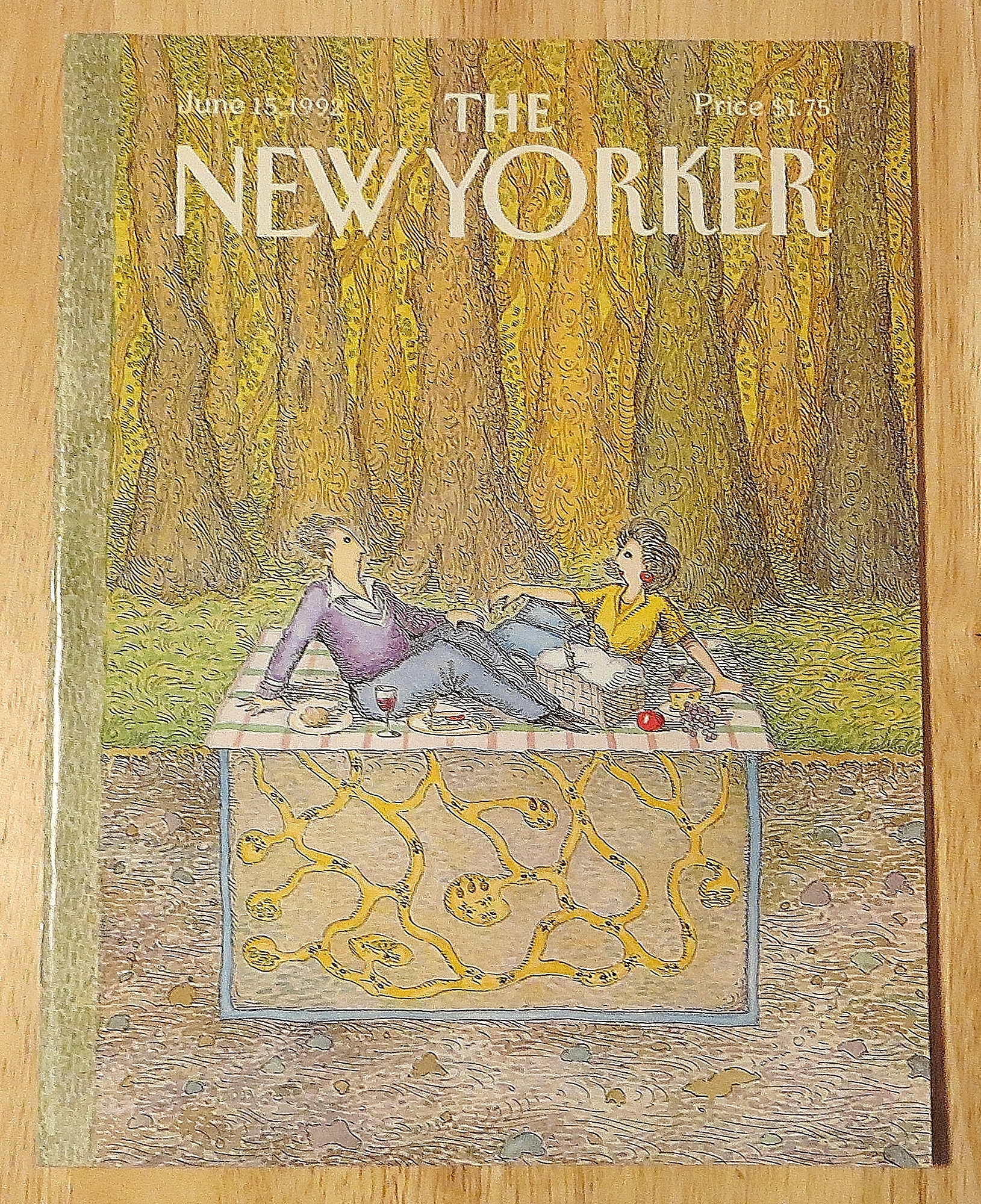 New Yorker Magazine June 15, 1992 Couple Picnicking
