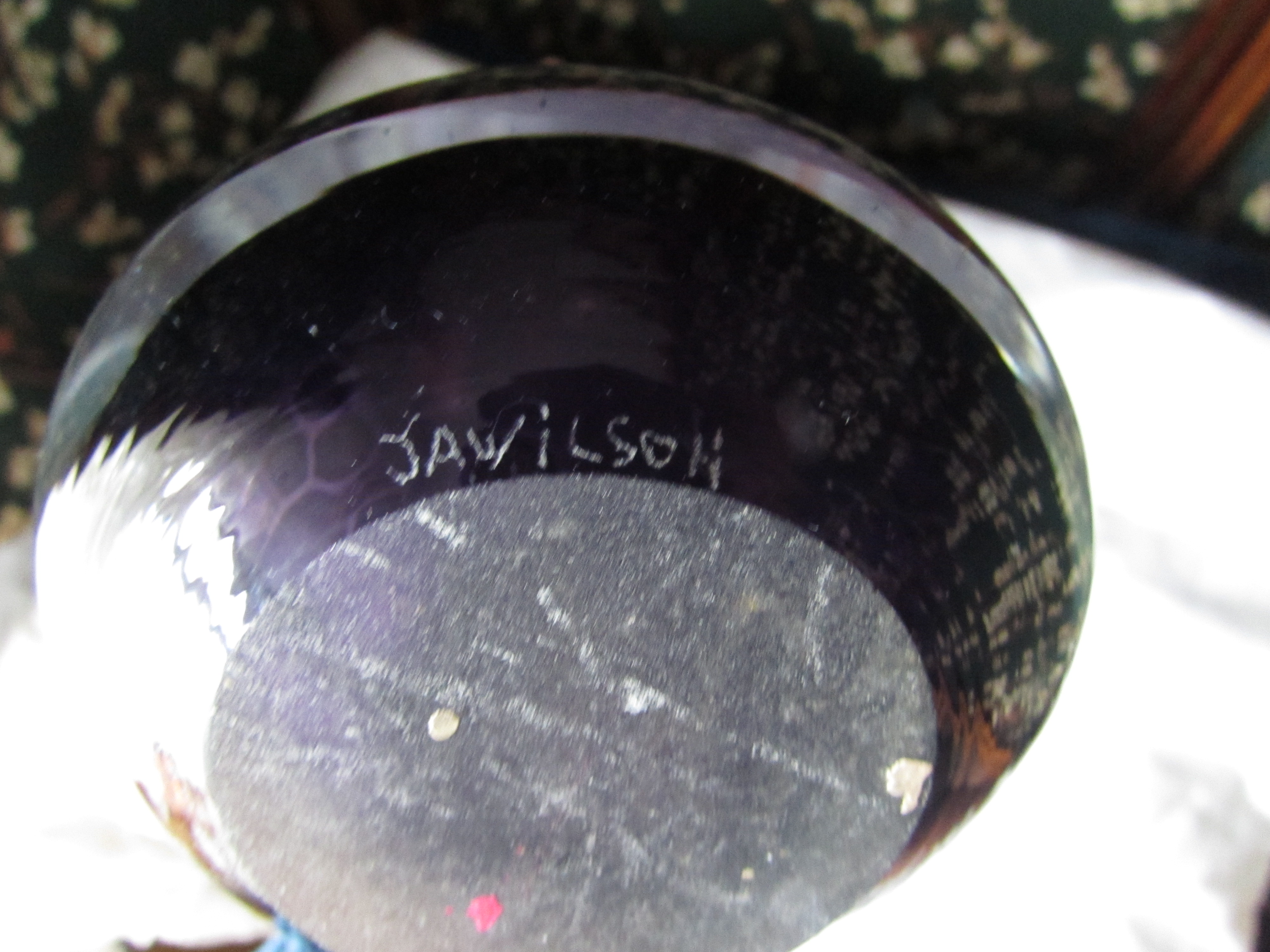 Blown Glass Vase signed J A Wilson 6 3/4 inch Height