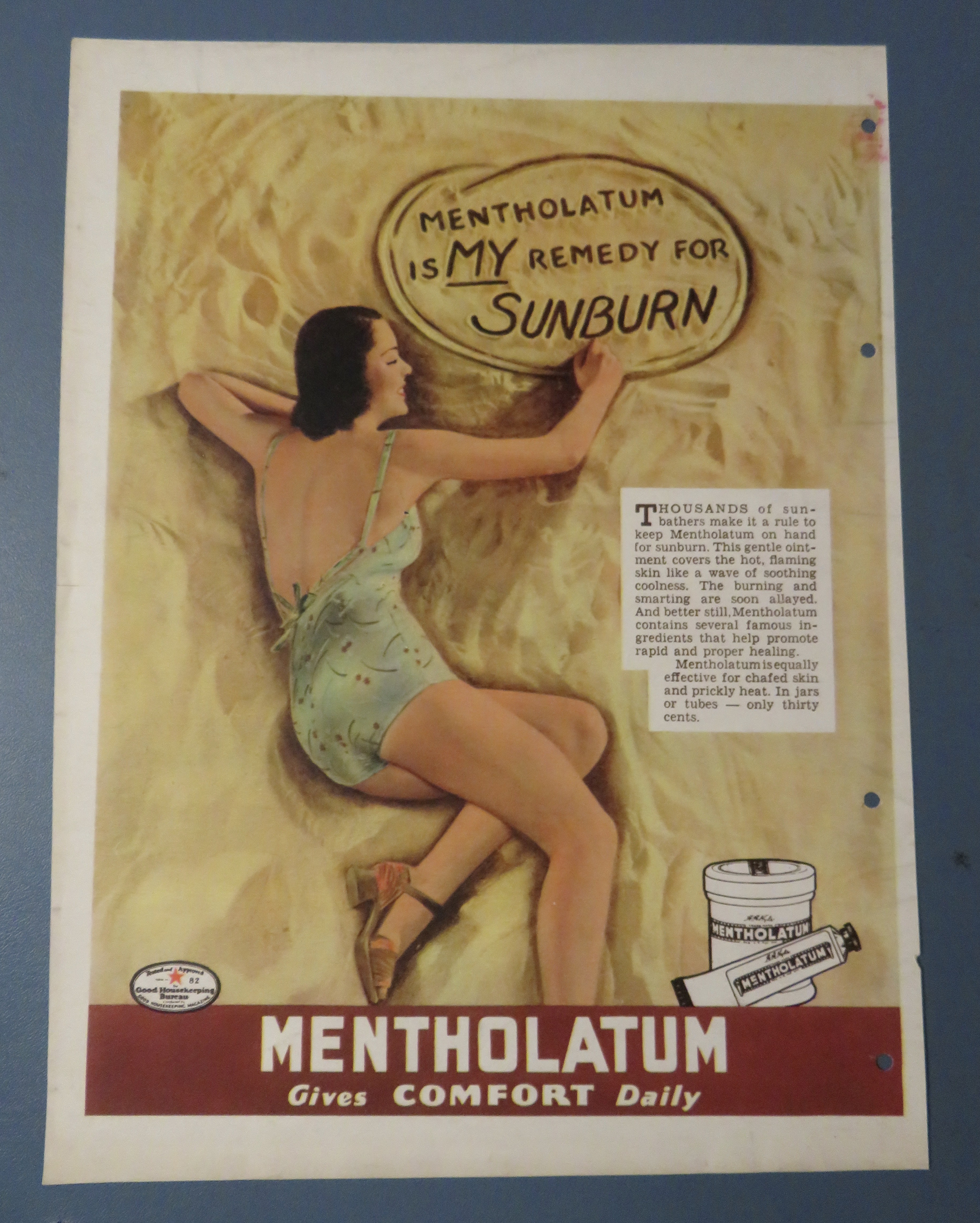 1940's Mentholatum w Woman in Bathing Suit on the Sand