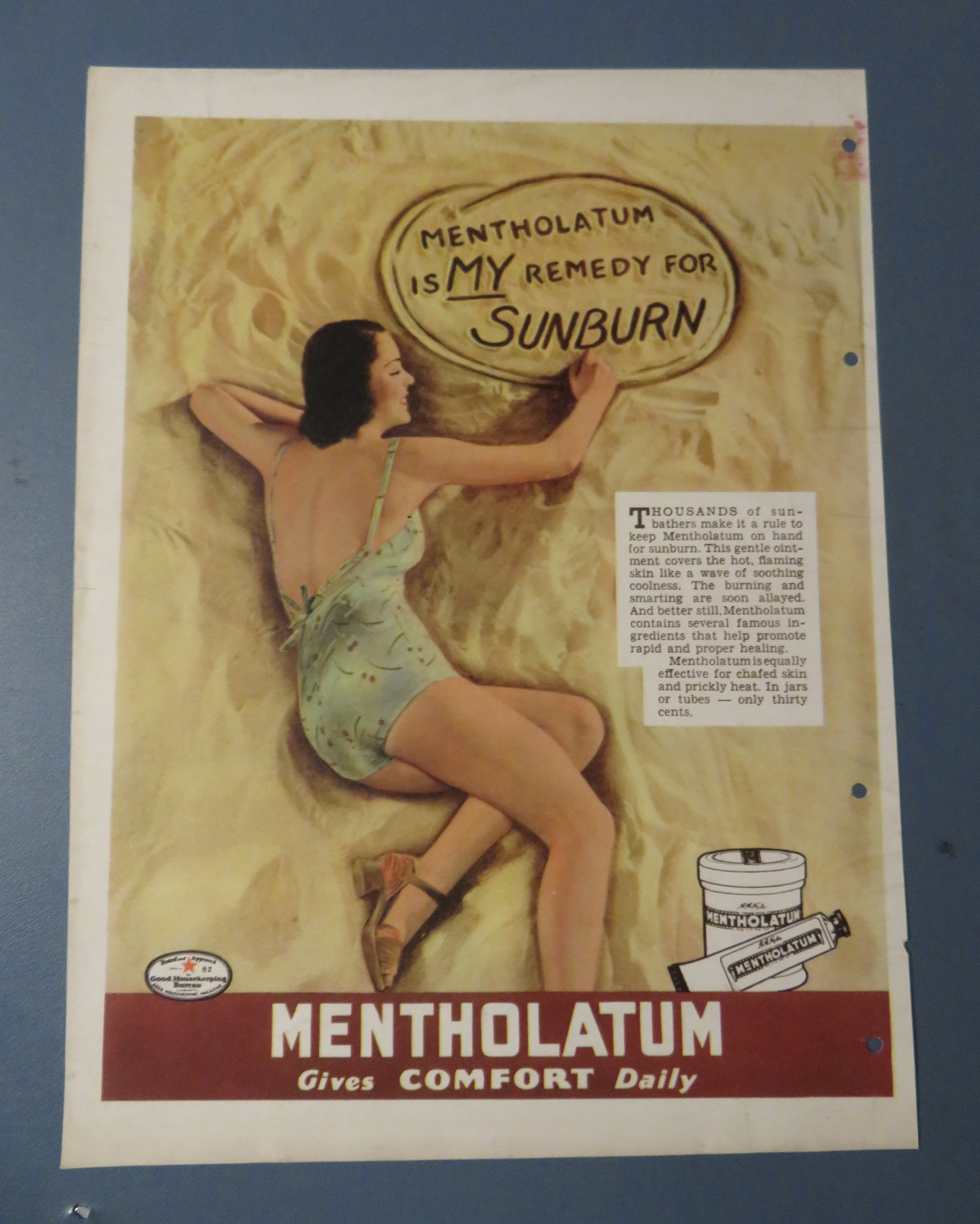 1940's Mentholatum w Woman in Bathing Suit on the Sand
