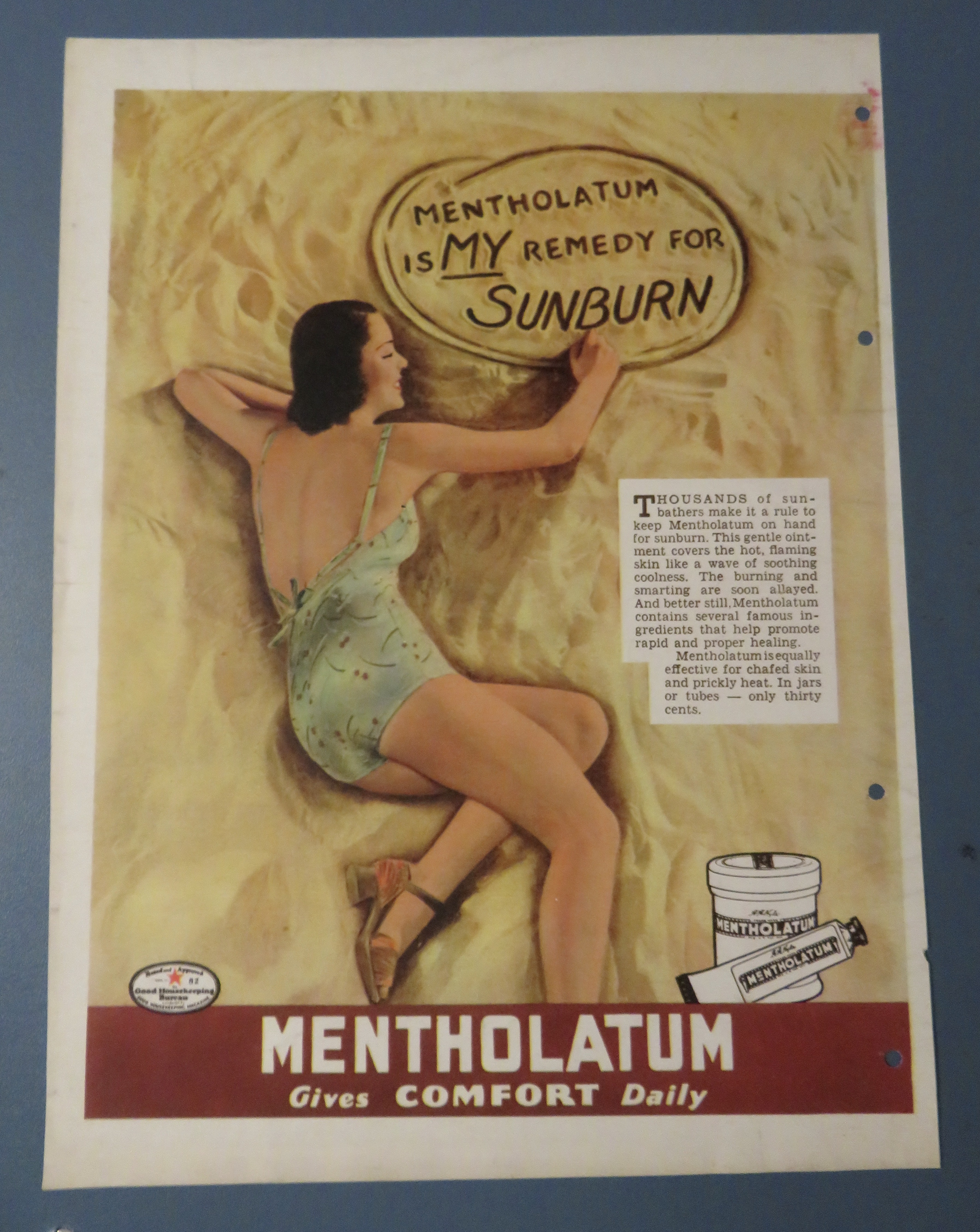 1940's Mentholatum w Woman in Bathing Suit on the Sand
