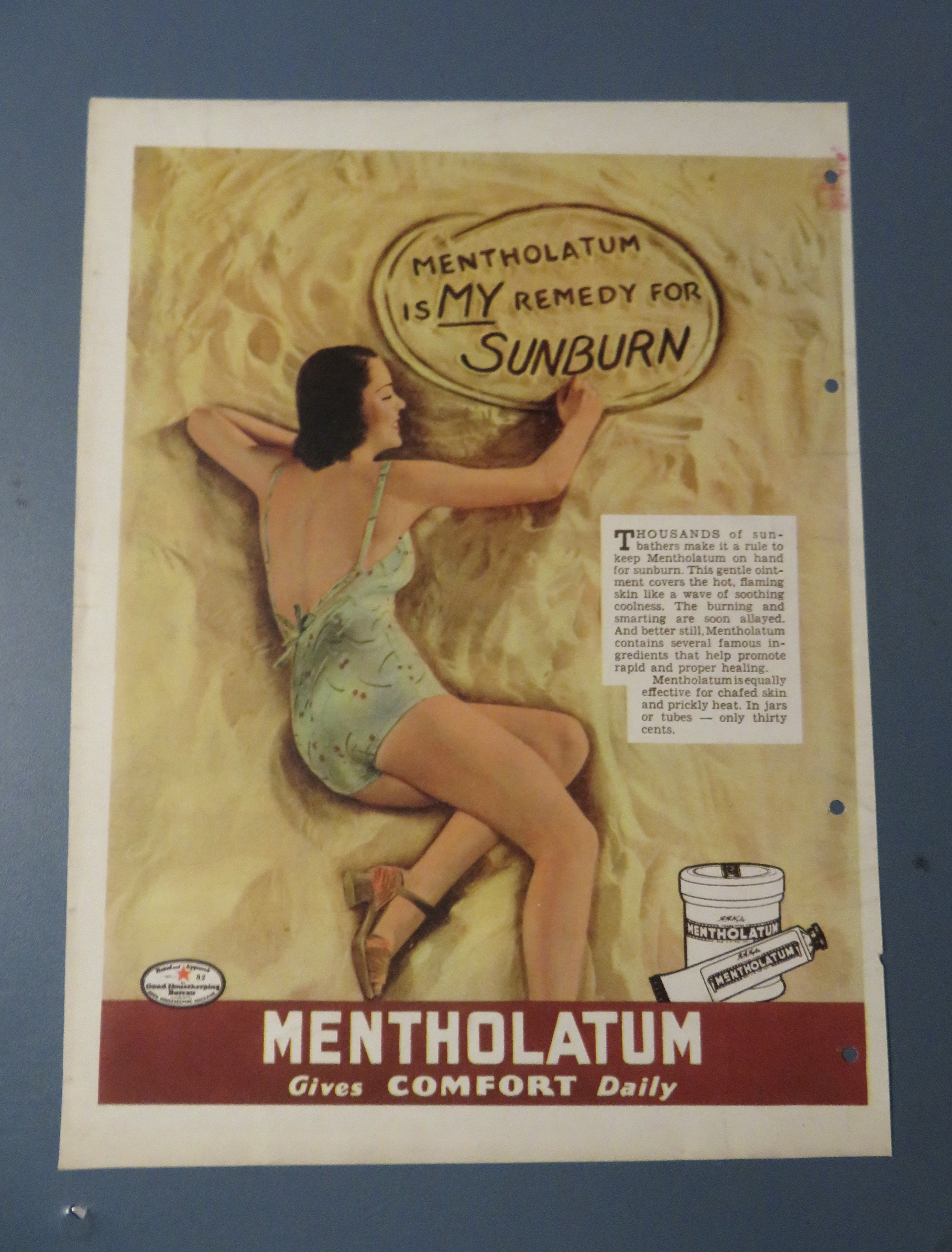 1940's Mentholatum w Woman in Bathing Suit on the Sand