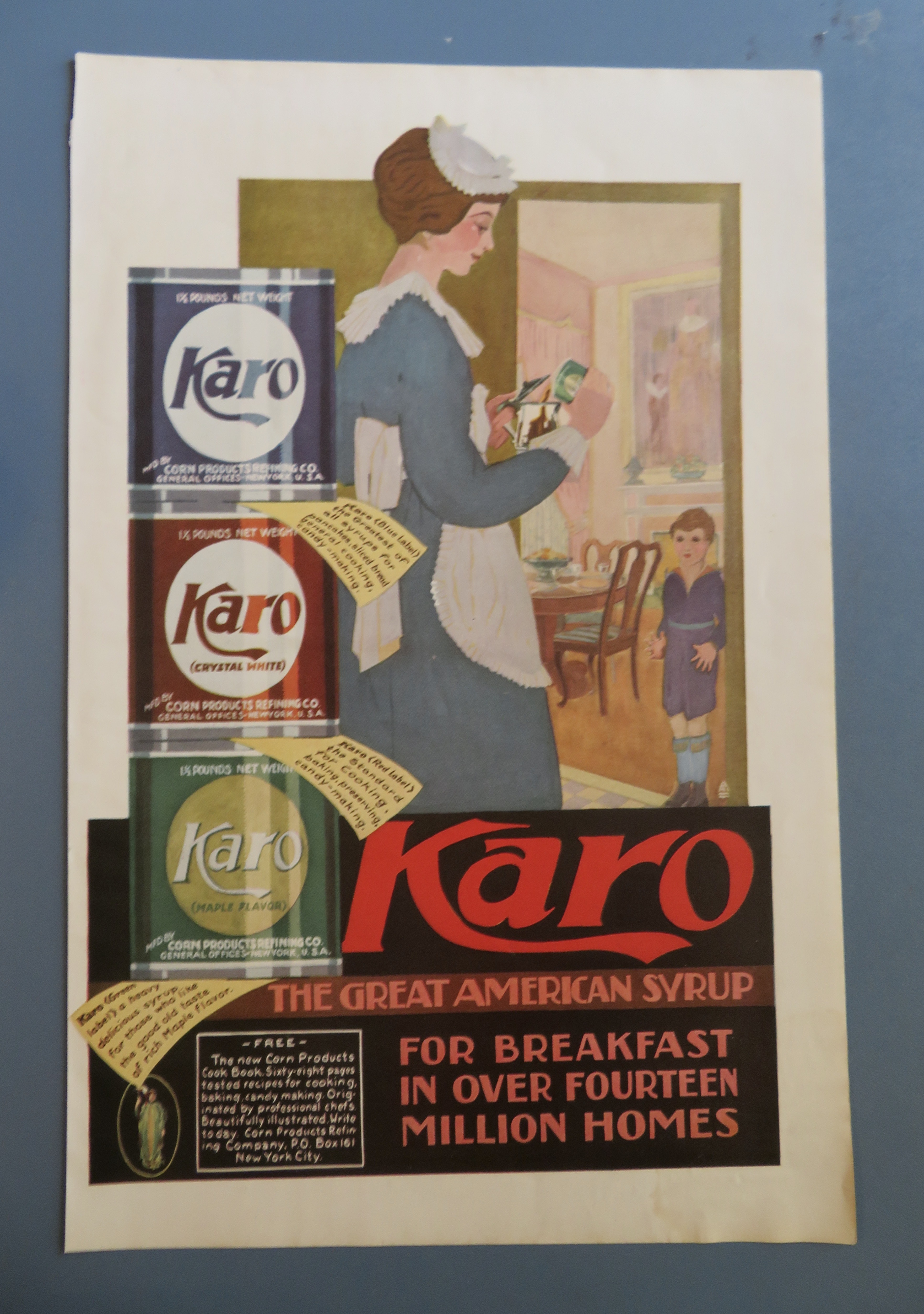 1920 Karo Syrup with Maid Putting Syrup in Tea Pot