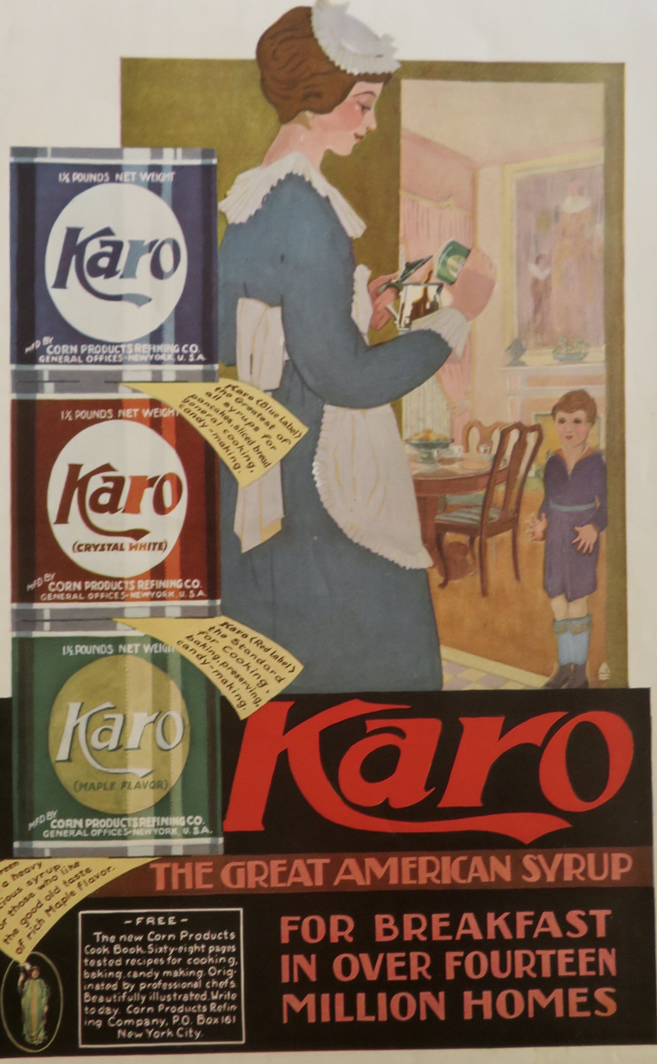 1920 Karo Syrup with Maid Putting Syrup in Tea Pot