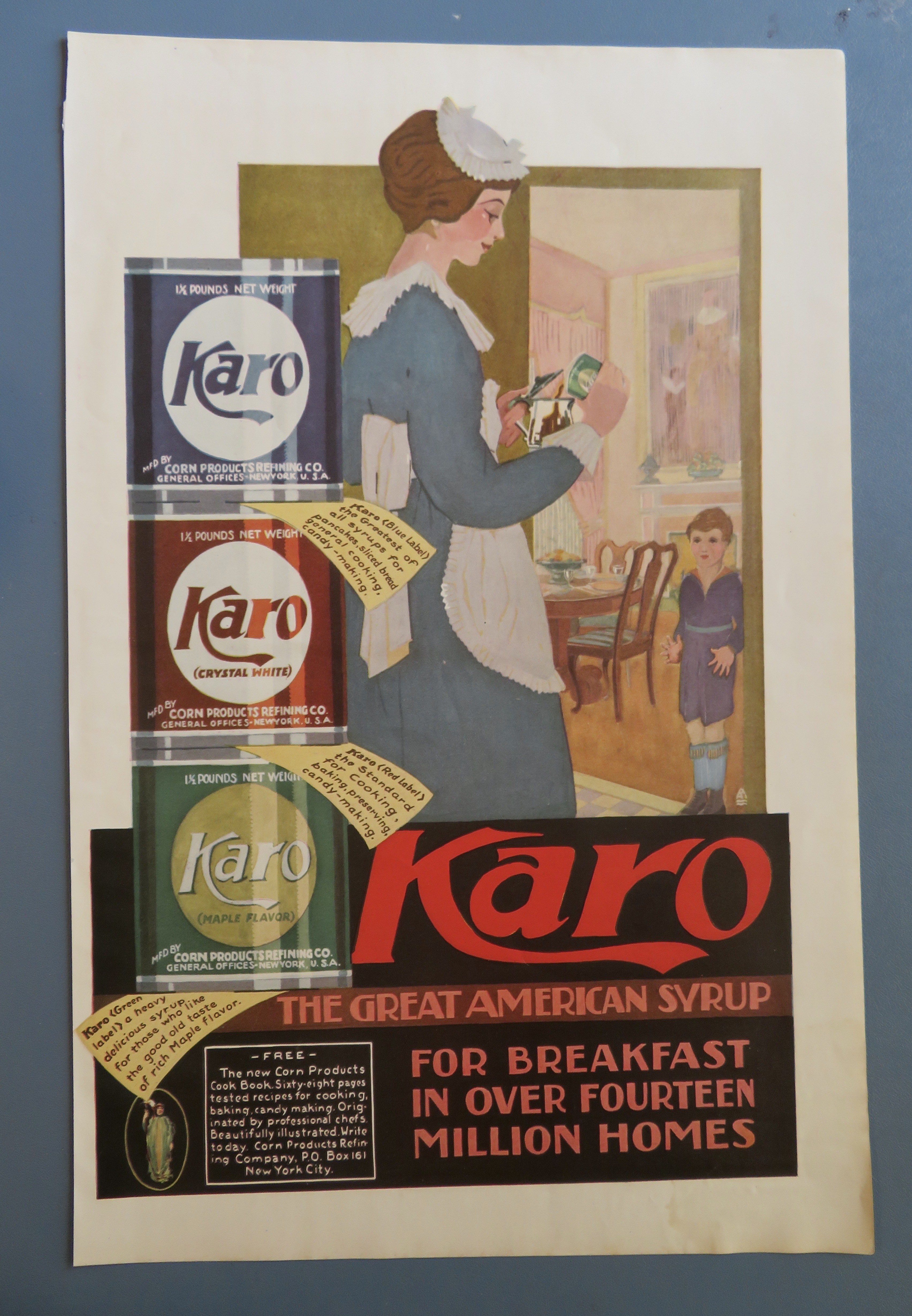 1920 Karo Syrup with Maid Putting Syrup in Tea Pot