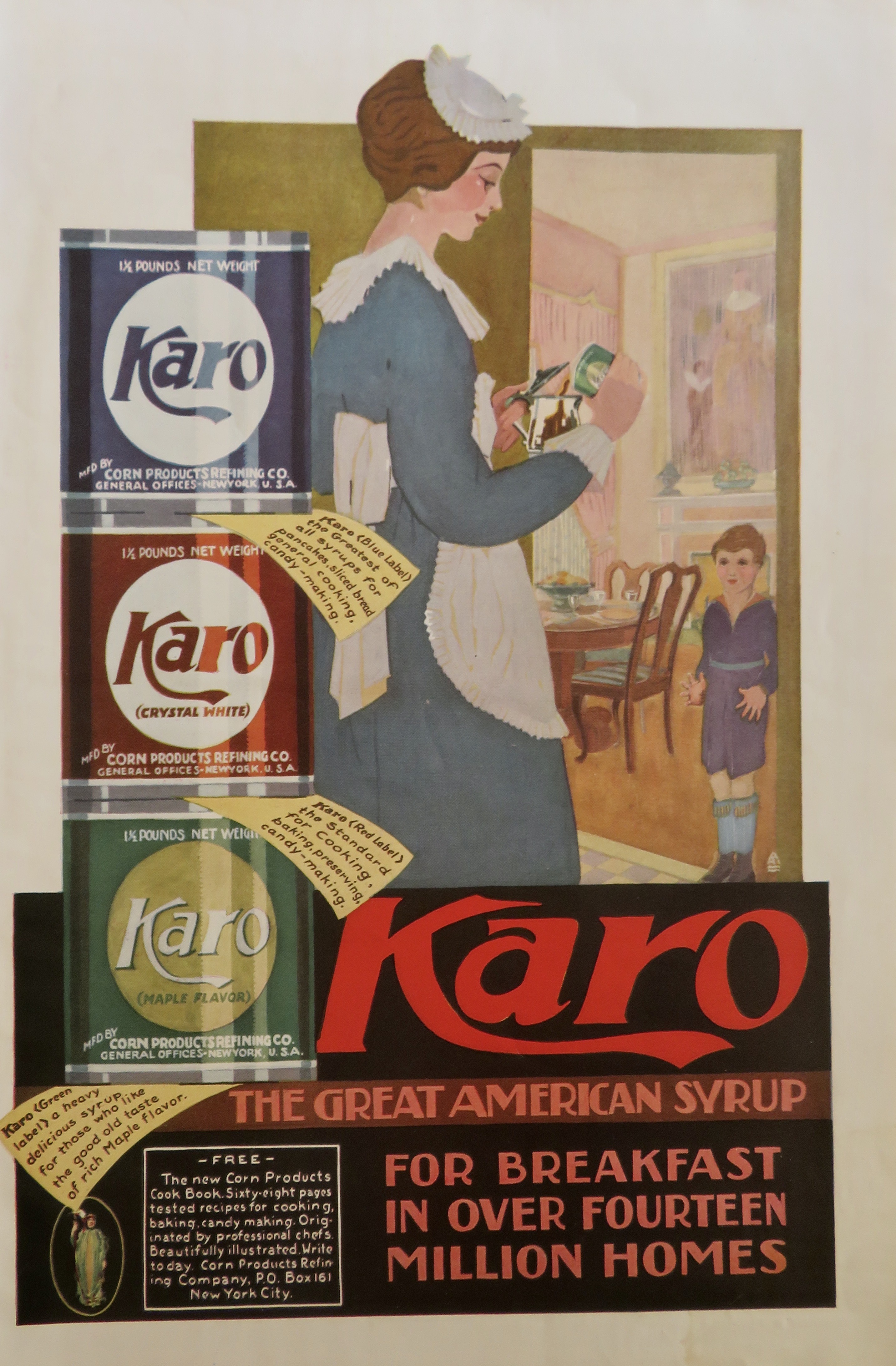1920 Karo Syrup with Maid Putting Syrup in Tea Pot
