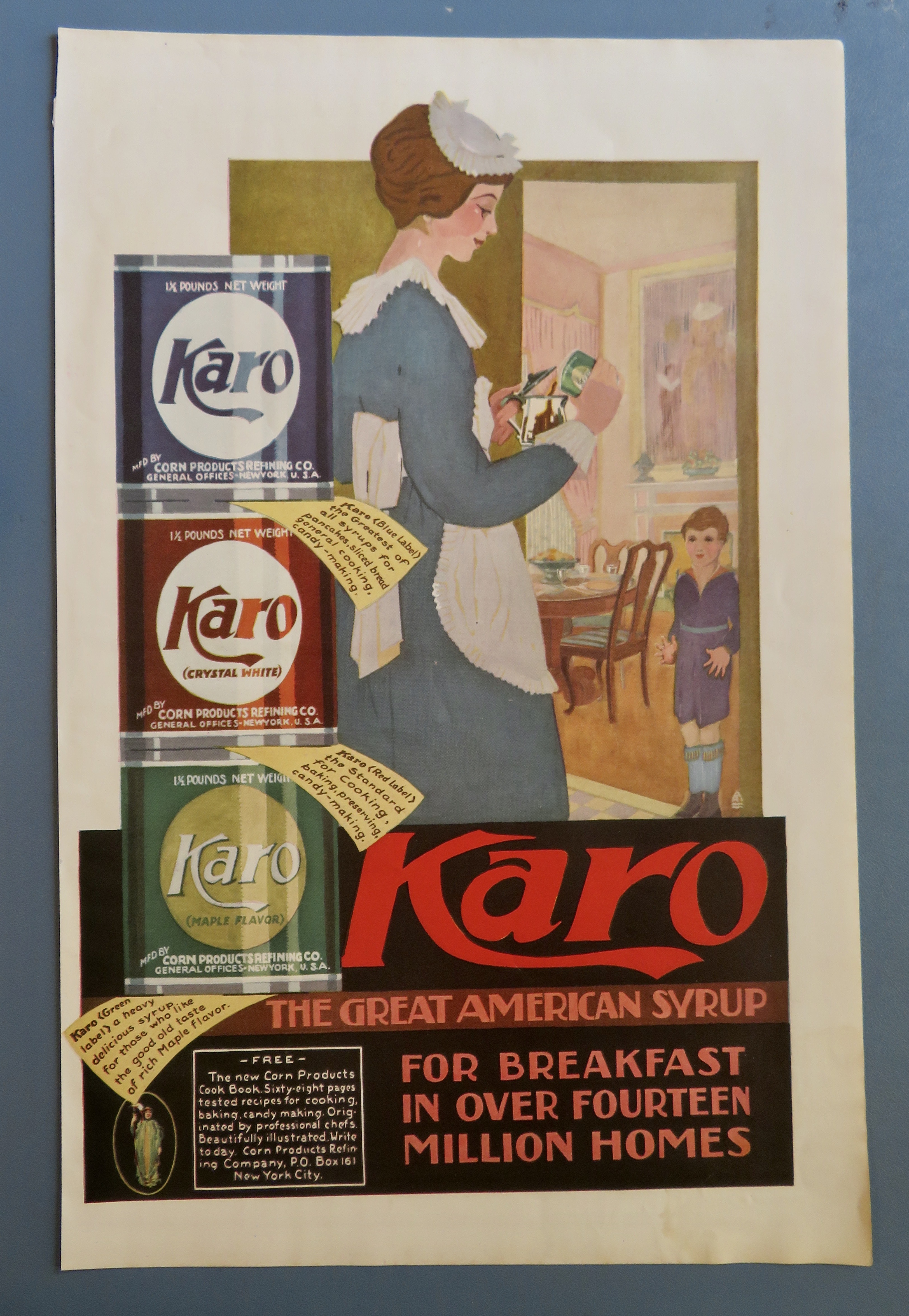 1920 Karo Syrup with Maid Putting Syrup in Tea Pot