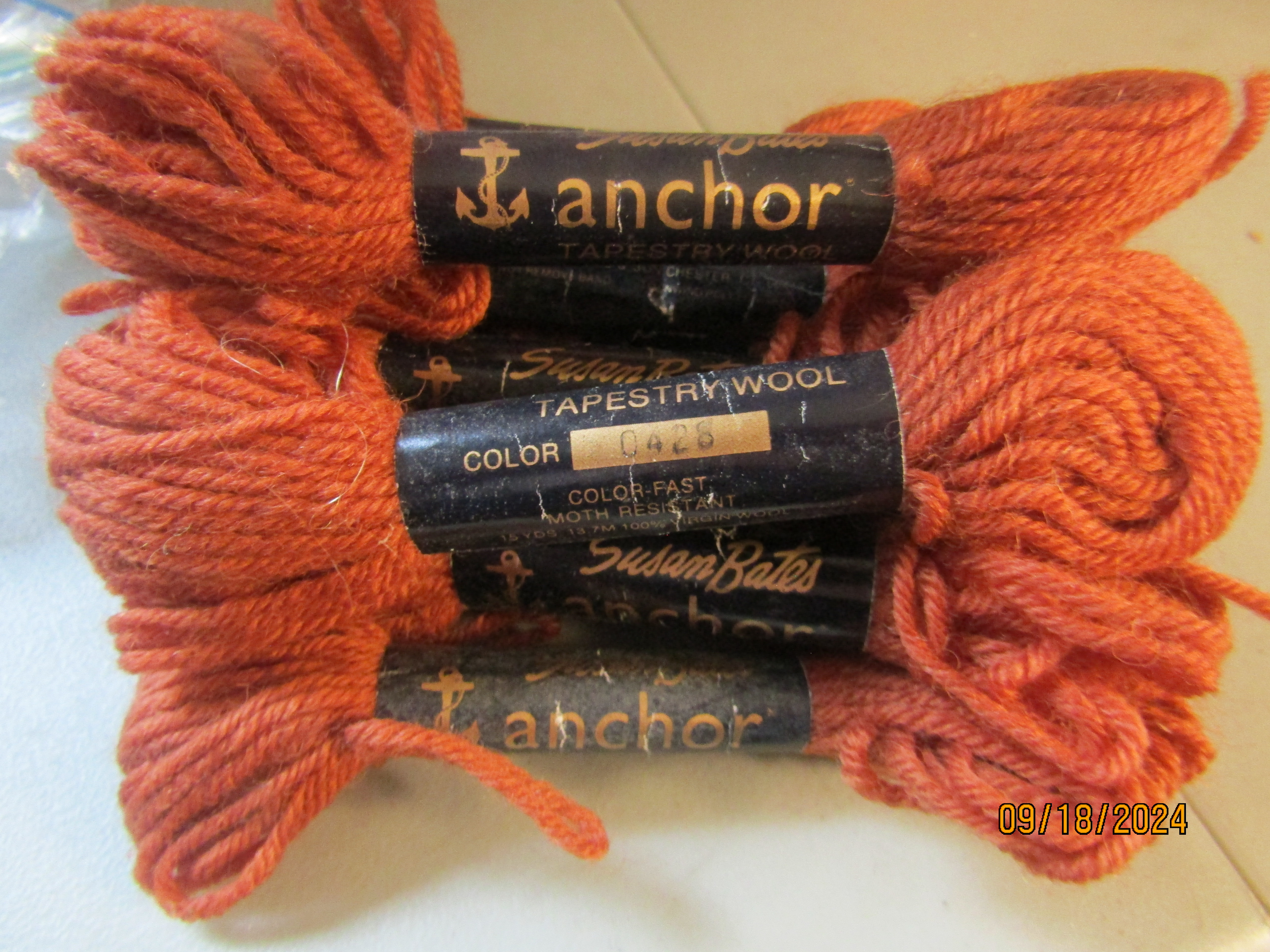 Vintage Susan Bates Anchor Tapestry Wool Color # 0428